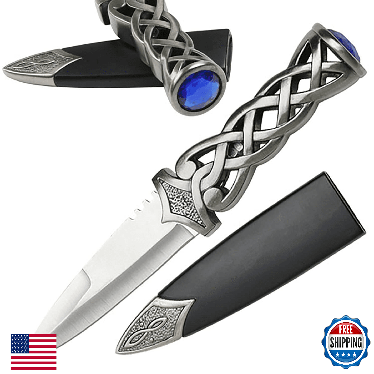 BladesUSA HK-26136 Medieval Knife Dagger 9" Overall Sgian Dubh Celtic - Image 1