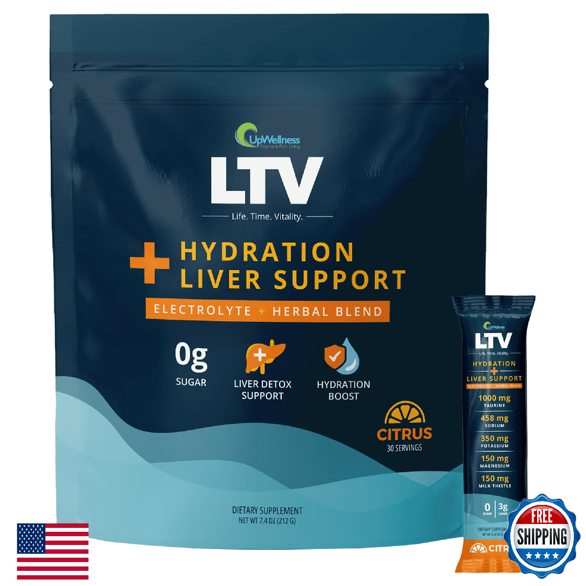 UpWellness LTV Liver Hydration Packets - Electrolytes Powder Packets for Instant - Image 1