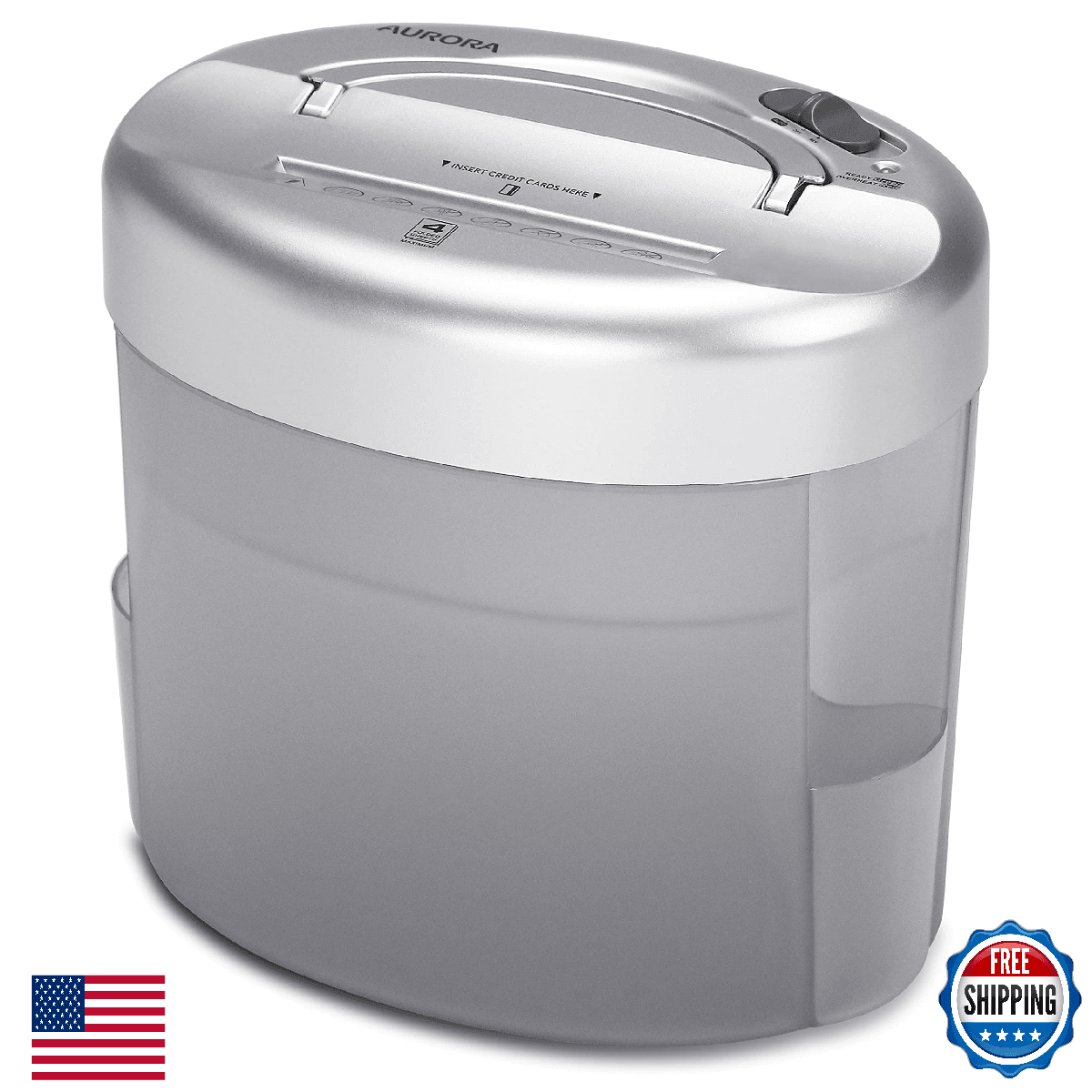 Aurora Desktop-Style Cross-Cut Paper Shredder, 4-Sheet Crosscut Desktop - Image 1