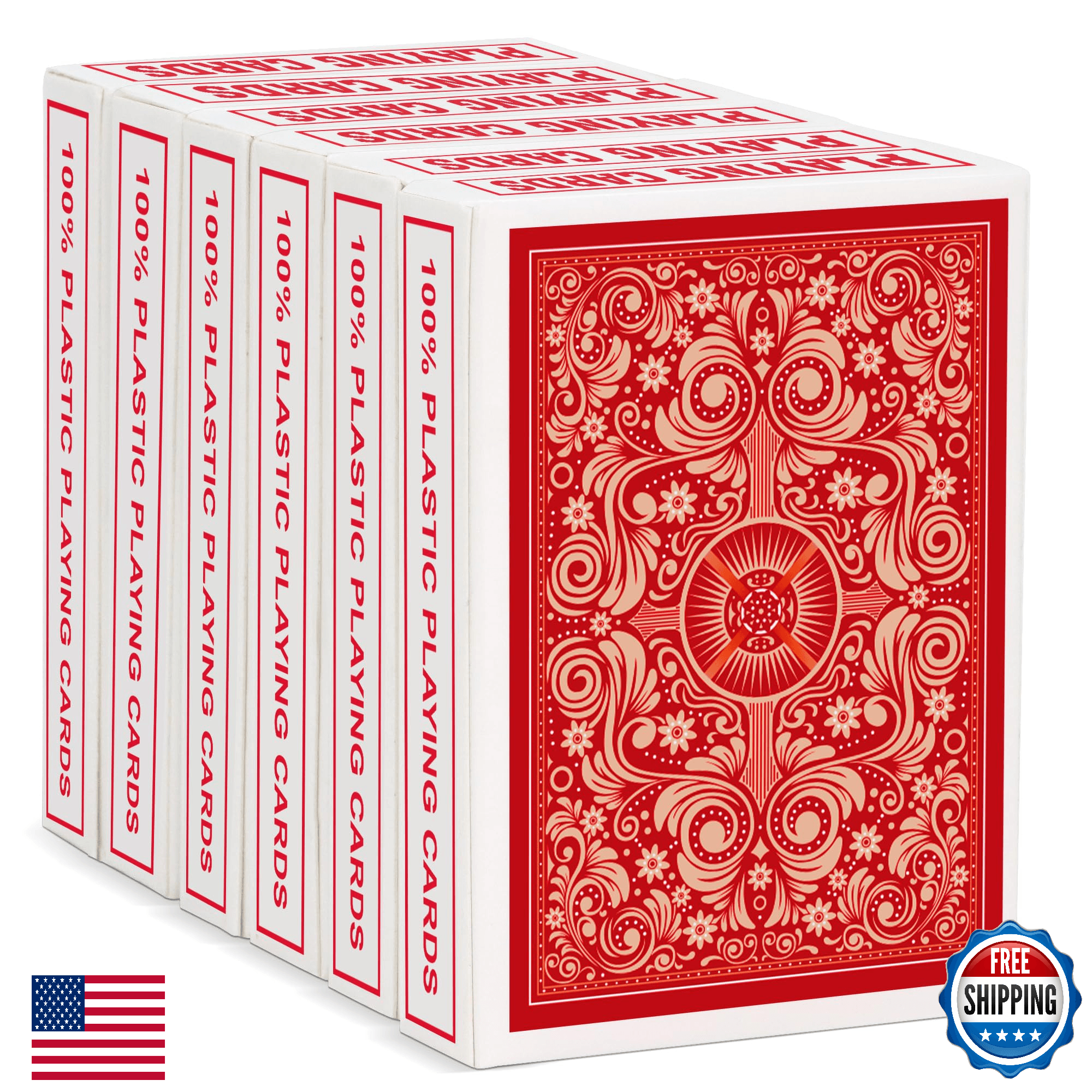 Timenued 6 Decks Plastic Playing Cards Waterproof Poker Bulk Adults Kids - Image 1