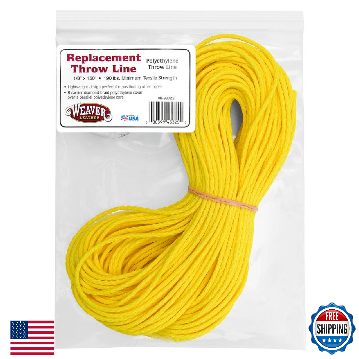 Weaver Leather Arborist Yellow Polyethylene Throw Line 1/8" x 150' 190 lbs - Image 1