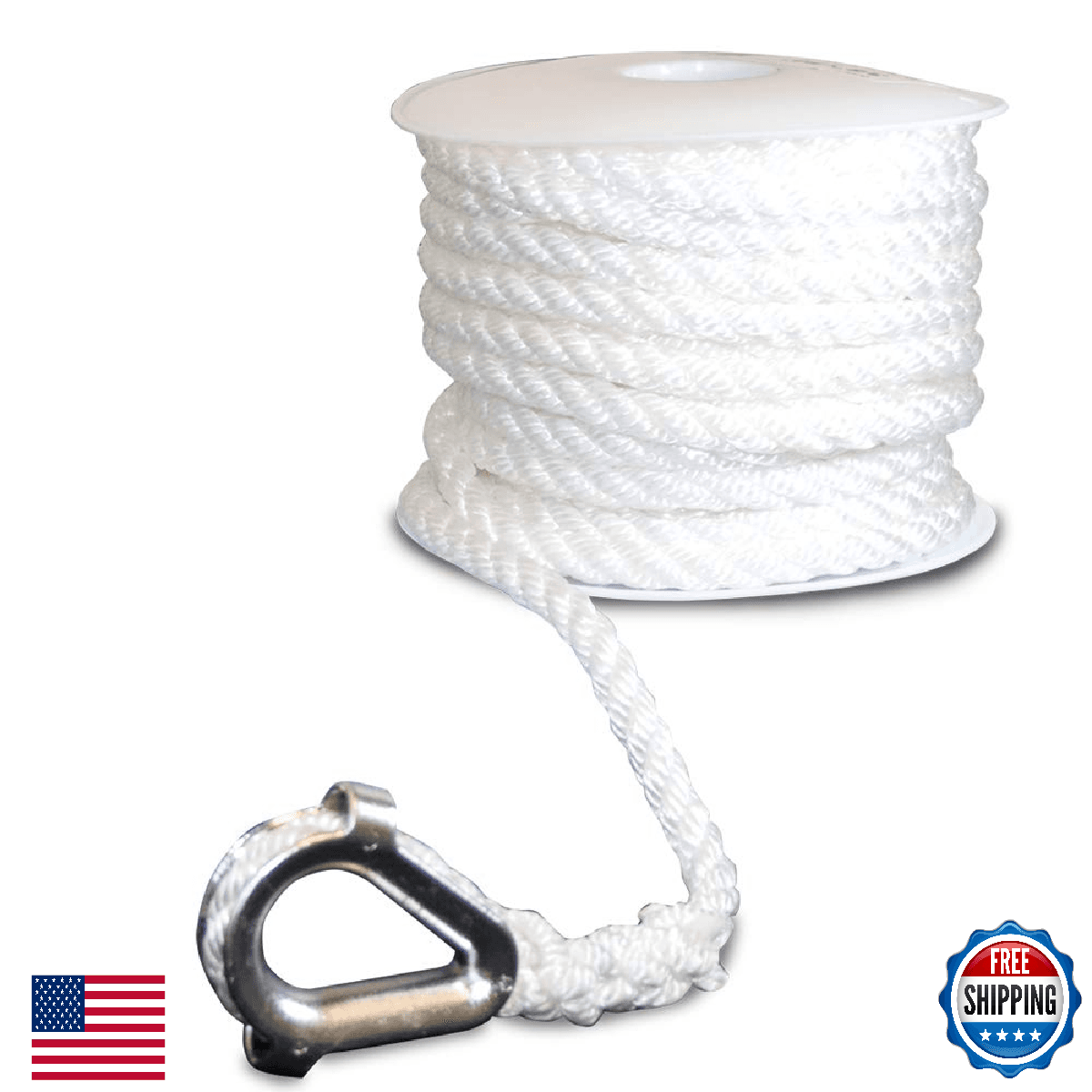 SeaSense 5/16"x75' 100% Nylon Anchor Line, 8500lb Break Strength - Image 1