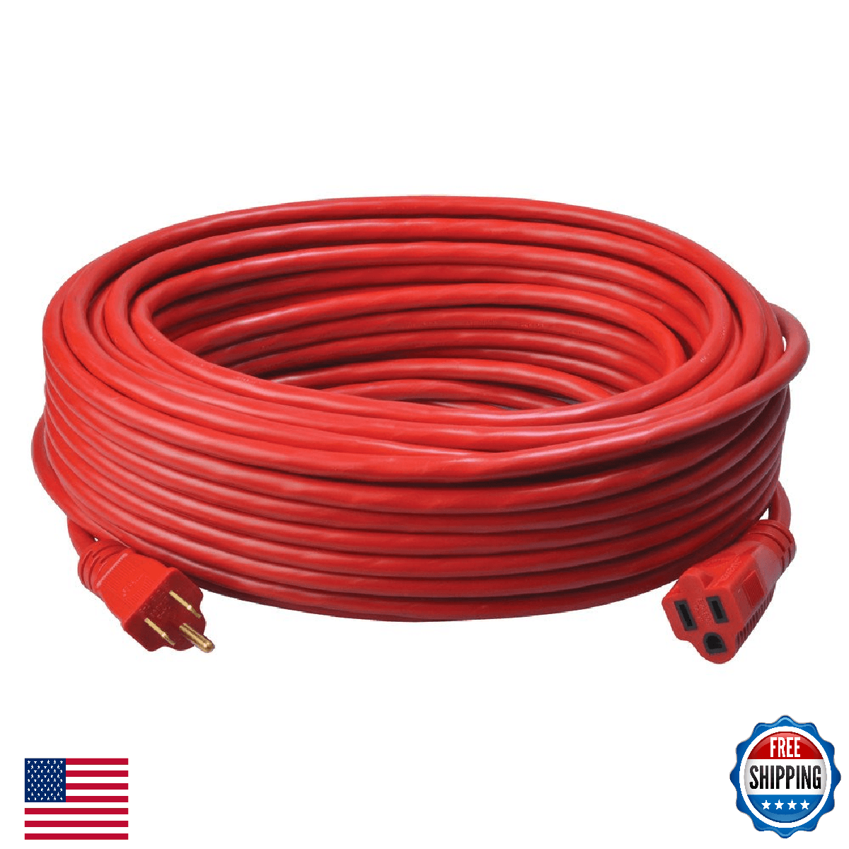 Southwire Outdoor Extension Cord 14/3 Gauge 100ft Lighted End High Visibility Al - Image 1