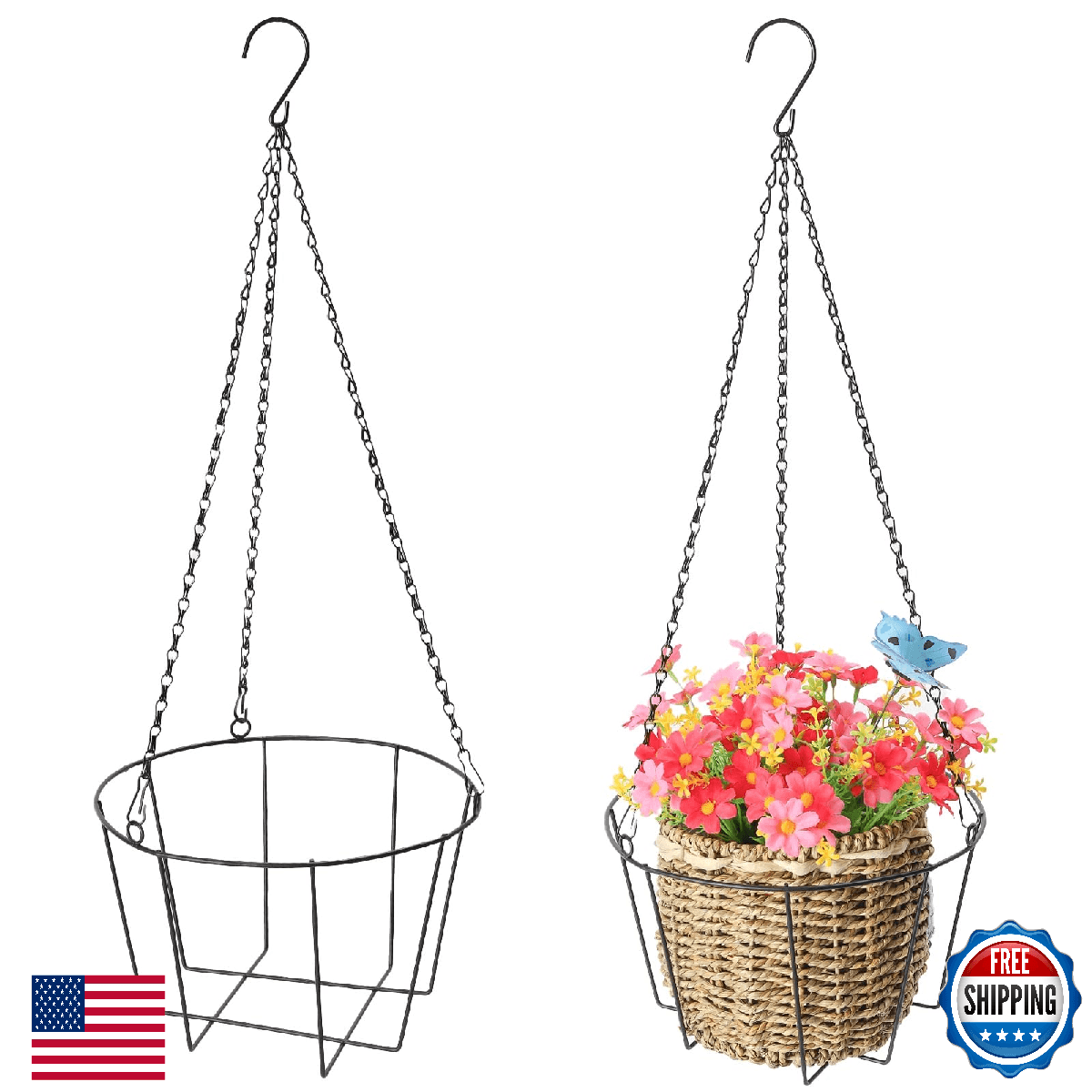 ZYUXUAN Metal & Macrame Plant Hanger Indoor Outdoor Use Heavy Duty Hanging Plant - Image 1