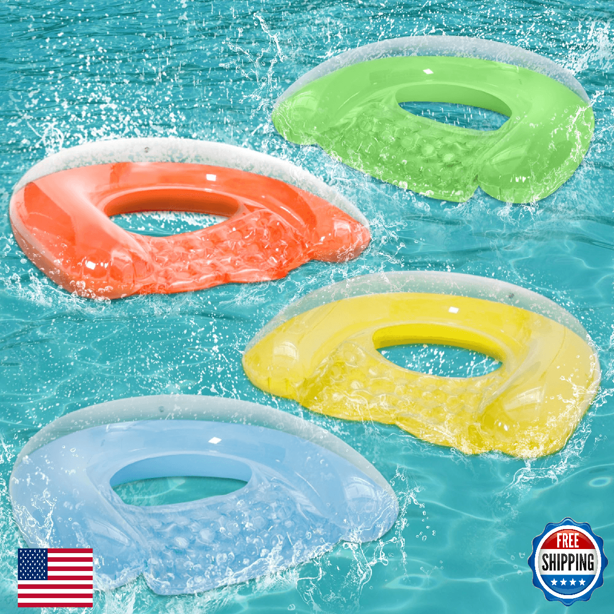 4 Pack Pool Floats Adult, PuppyuWill Minimalist Design Pool Chair Float, 52" X 3 - Image 1