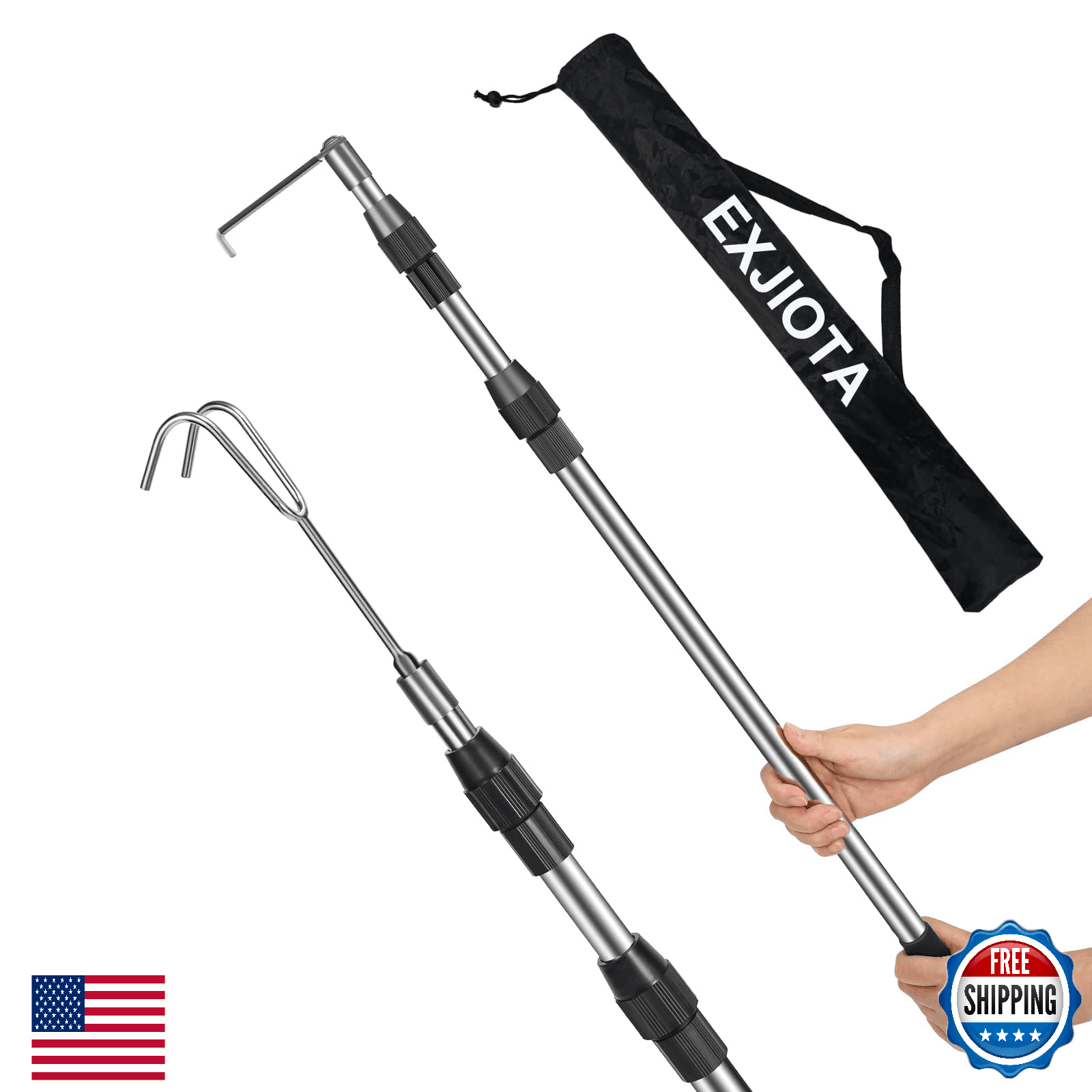 EXJIOTA Truck Cargo Grabber 6ft Telescoping Pole Heavy Duty Truck Pickup Bed Rea - Image 1