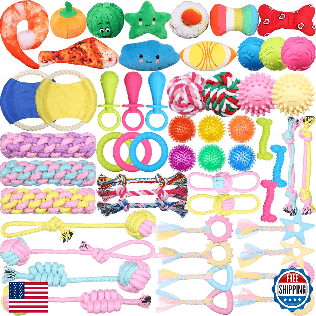 Syhood 60 Pcs Valentine Dog Toys Bulk Squeaky Plush Chew Puppy Teething Assortme - Image 1