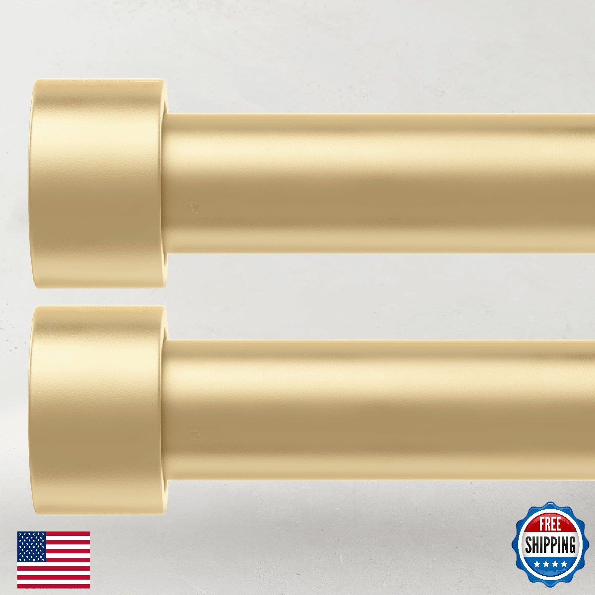 2 Pack Curtain Rods for Windows 72 to 144 Inch, 1 Inch Gold Curtain Rods Set, Ad - Image 1