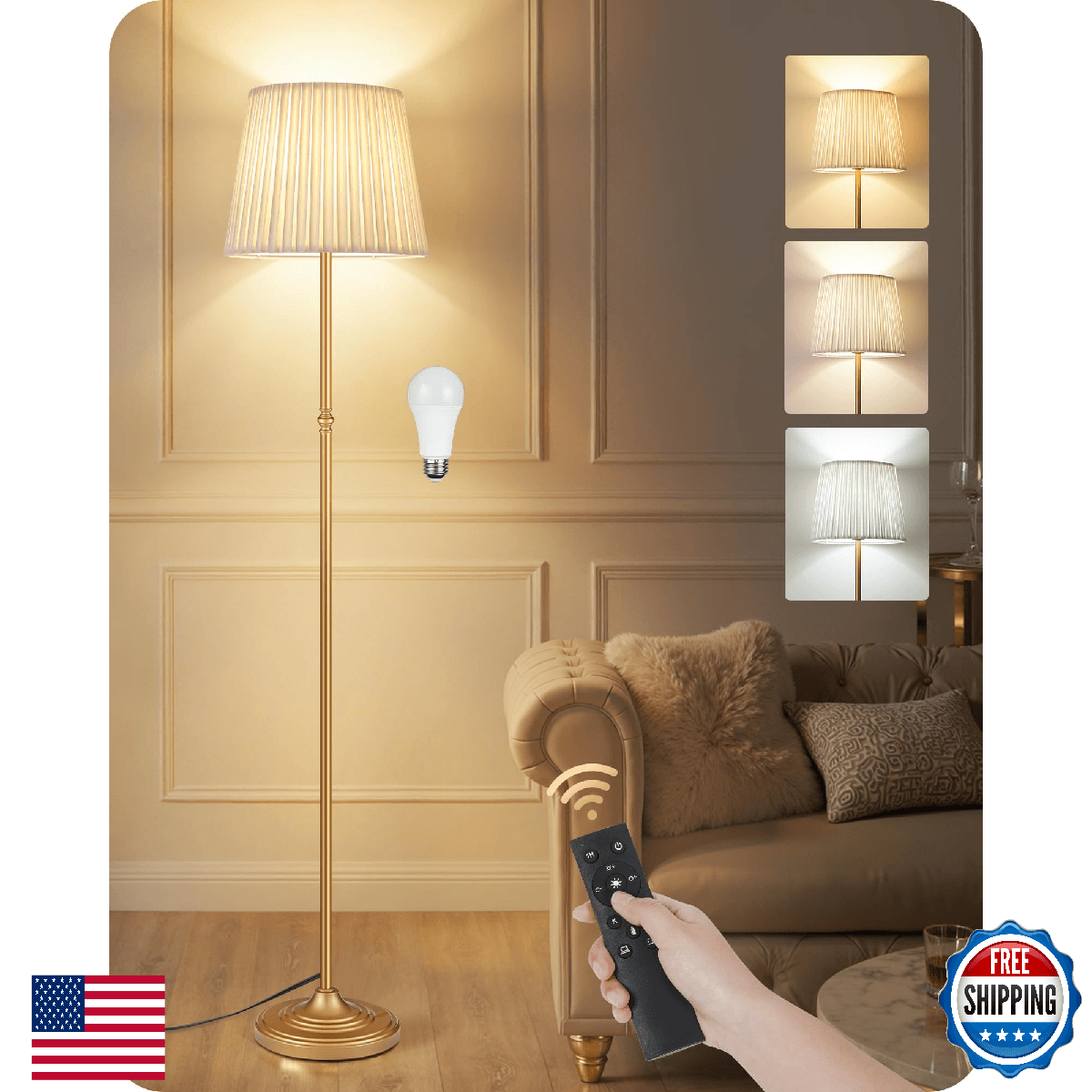 GOEBLESON Dimmable Floor Lamp for Living Room, 68" Tall Standing Lamp, Reading L - Image 1