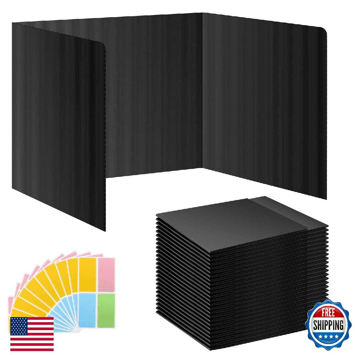 24-Pack Black Desk Dividers Privacy Shields for Students & Classrooms - Image 1
