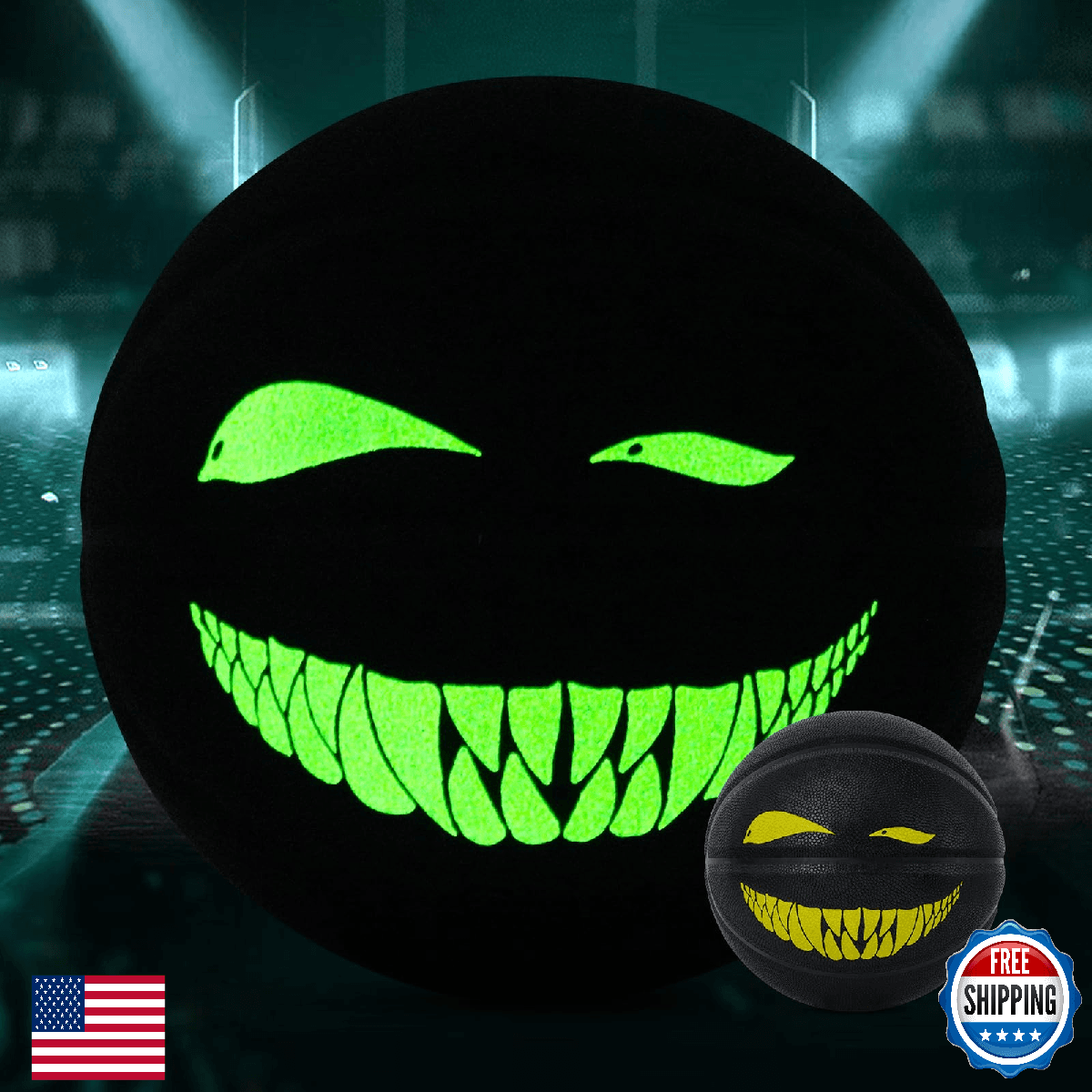 Kuangmi Devil Smile Basketball, Glow in The Dark Basket Ball, Luminous Glowing S - Image 1
