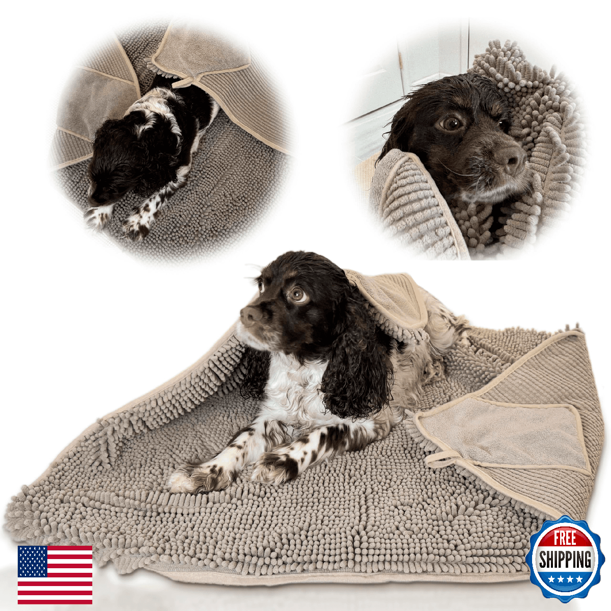 Pet 2-in-1 Dog Towel & Mat – Transforms from Drying to Bath Mat, Ultra Soft, Abs - Image 1