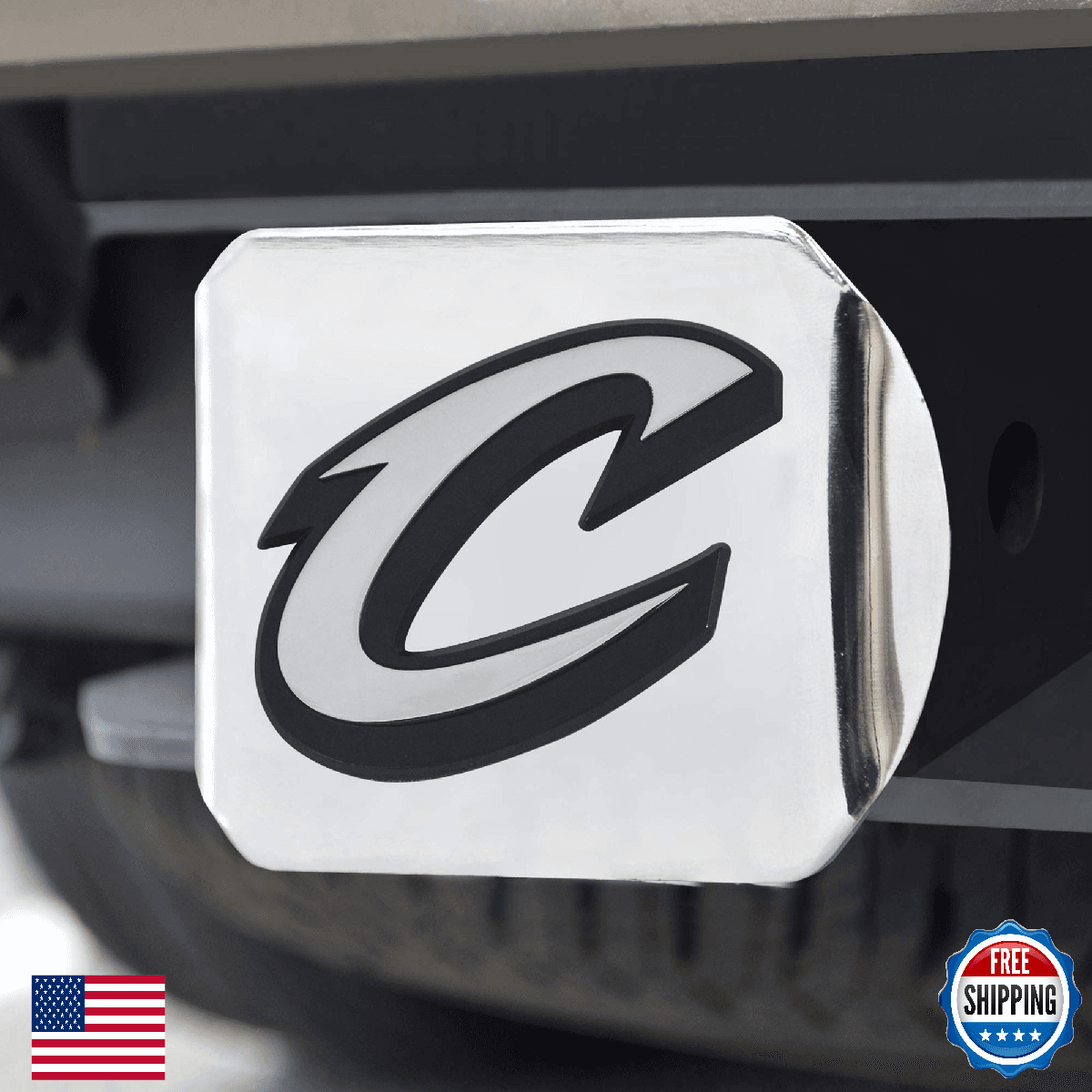 FANMATS Cleveland Cavaliers Chrome Metal 3D Emblem Hitch Cover for 2" Hitches - Image 1