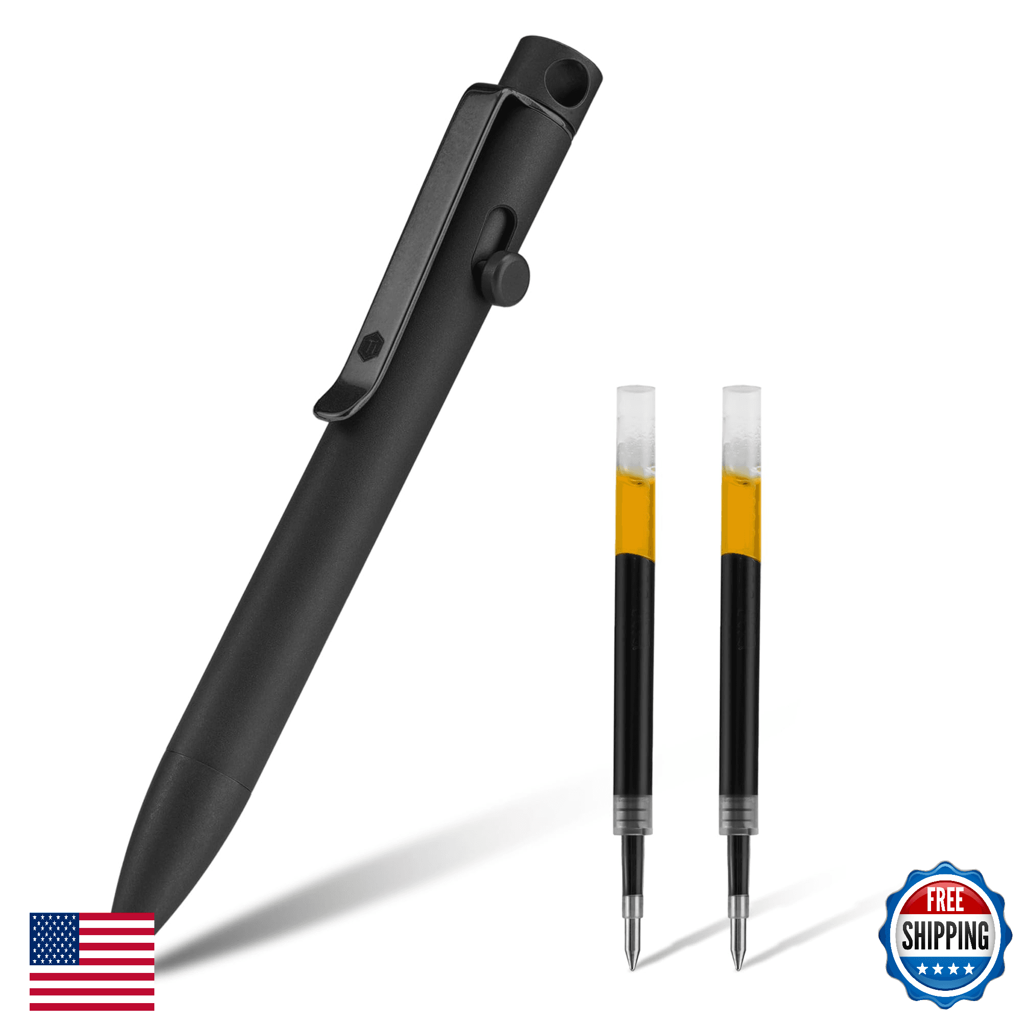 KeyUnity KP03BK Bolt Action EDC Pen w/ Clip, Titanium Pocket Ballpoint - Image 1