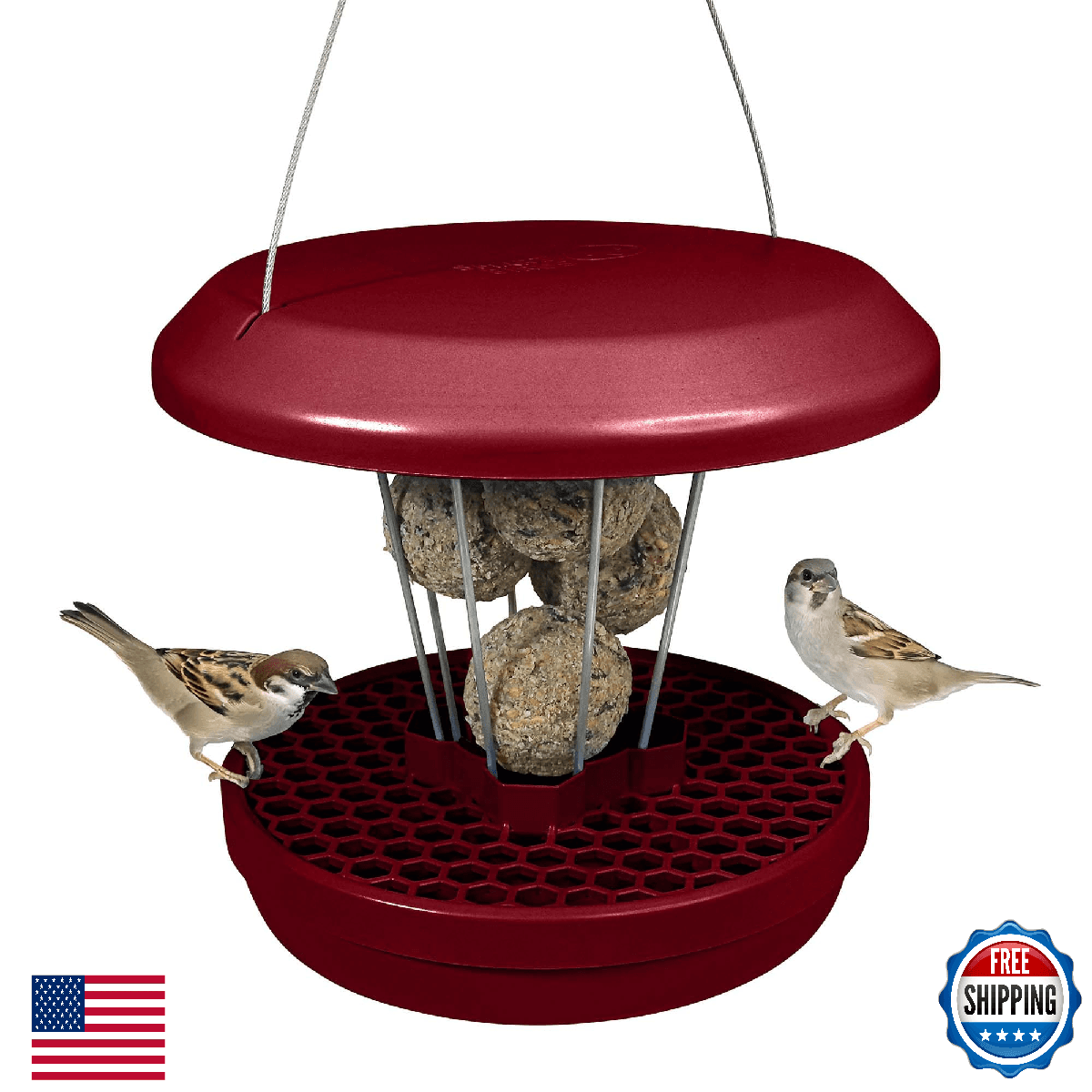 SWISSINNO Bird Feeders - No Mess Fat Ball/Suet Feeder for Outdoors Hanging - Sma - Image 1
