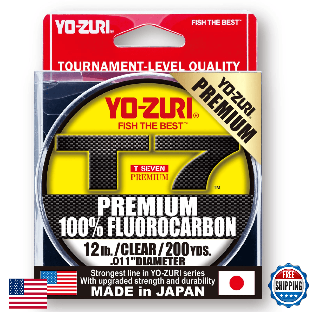 Yo-Zuri T-7 Premium Fluorocarbon Fishing Line 200YD 12LB Bass - Image 1