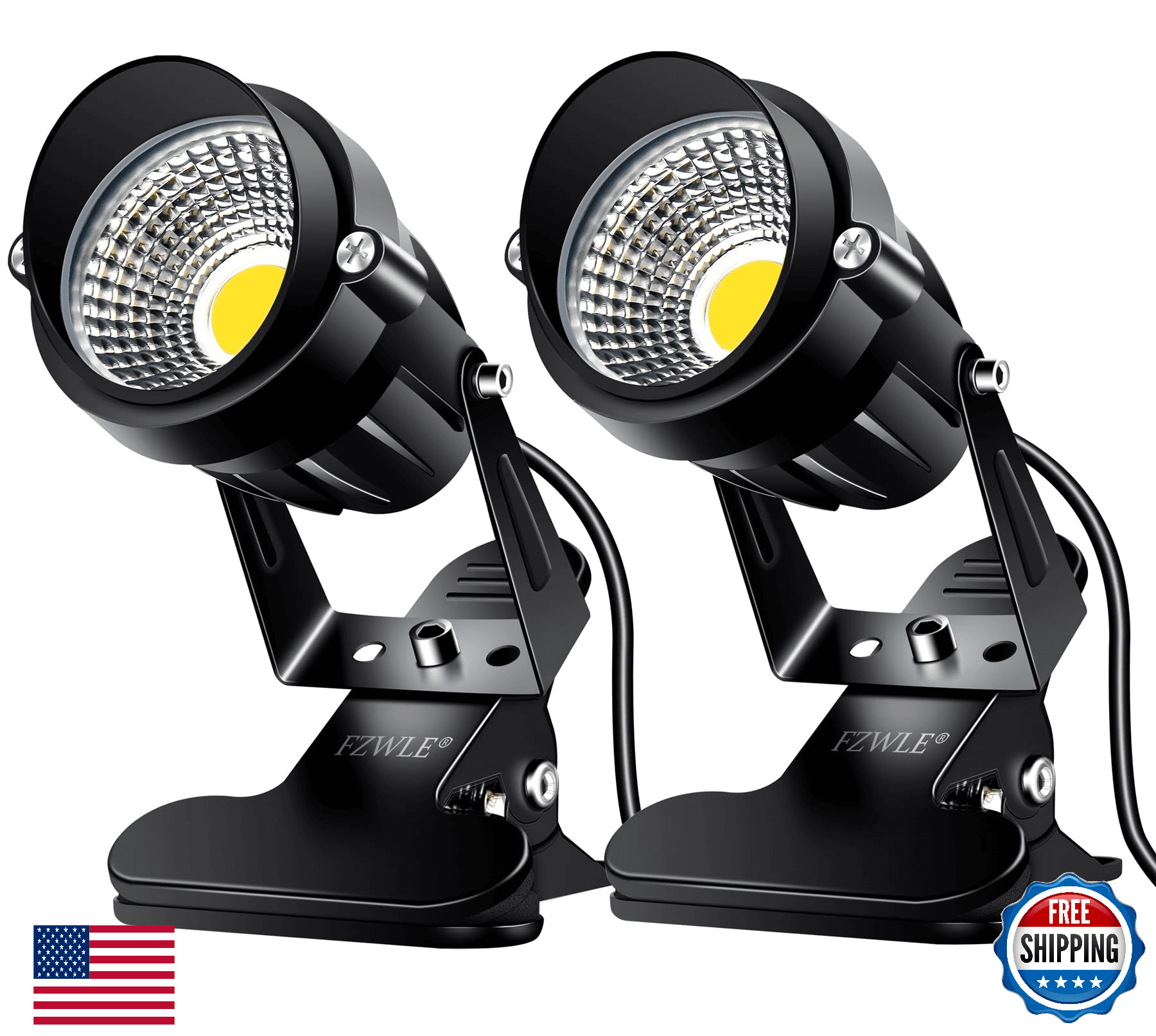 FZWLE 2-Pack 7W LED Clamp Spotlights Indoor, Daylight White Uplight, Accent Ligh - Image 1
