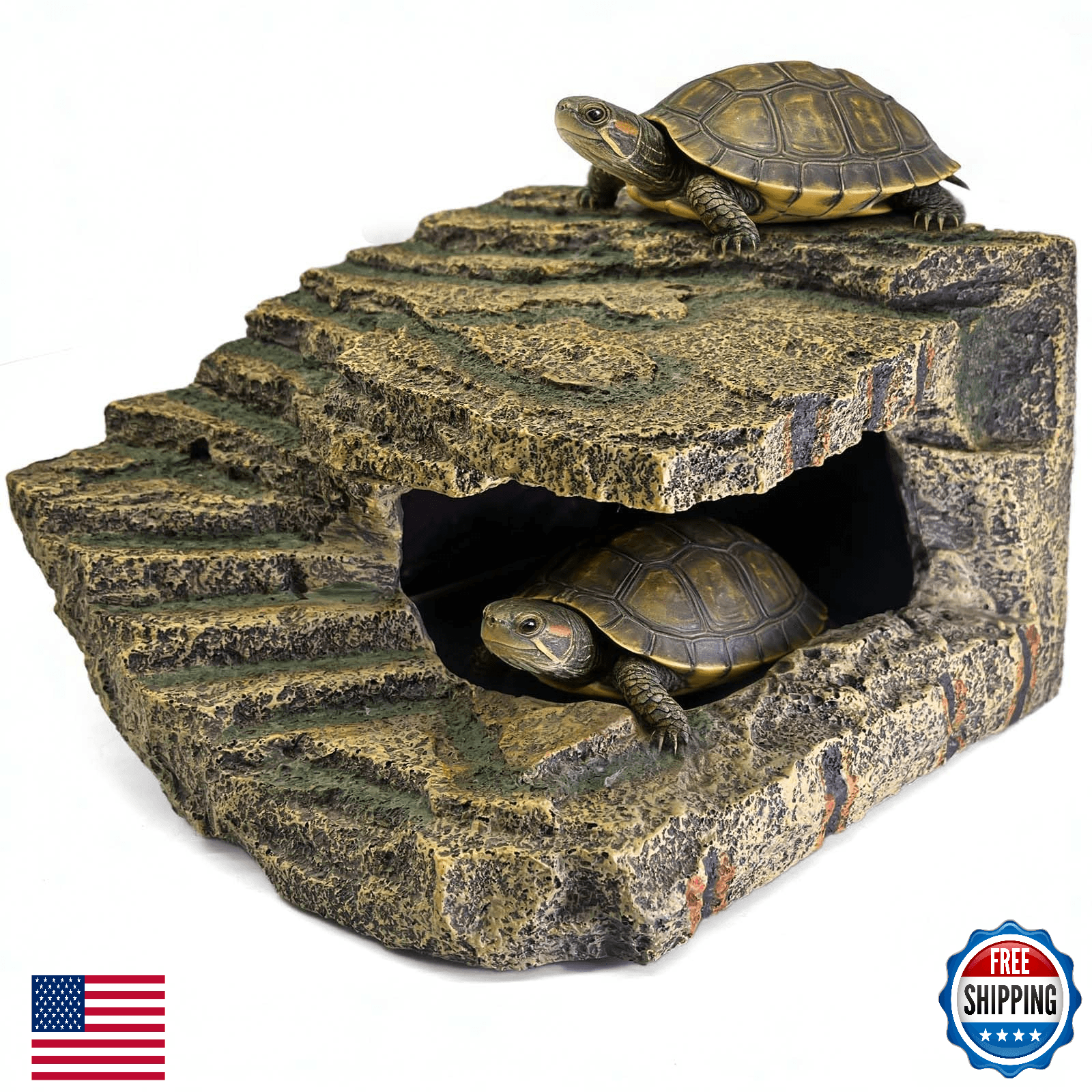 kathson Turtles Basking Platform, Extra Large Reptile Cave Hideout Snake Hide,To - Image 1