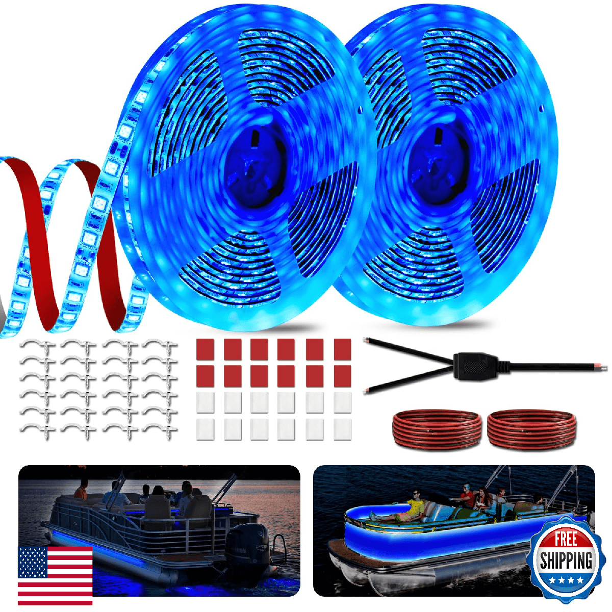 JUIOHAKY 40FT 12V Waterproof Marine LED Strip Lights for Boats Pontoons - Image 1