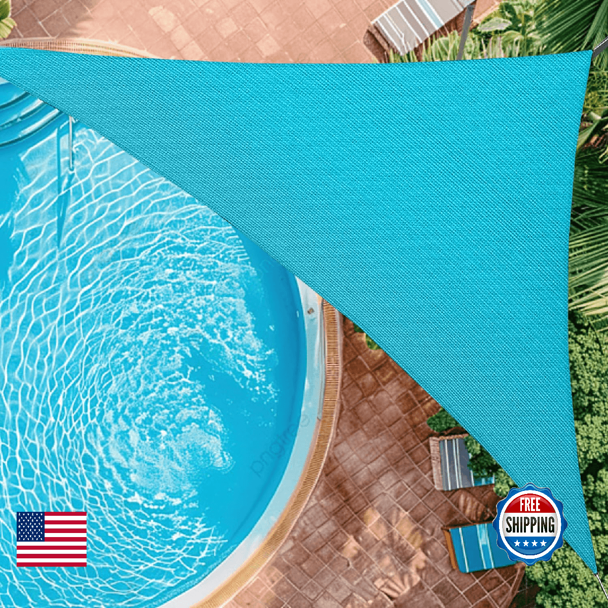 20' x20'x20' Sun Shade Sail Curved Commercial Outdoor Shade Cover Turquoise Tria - Image 1