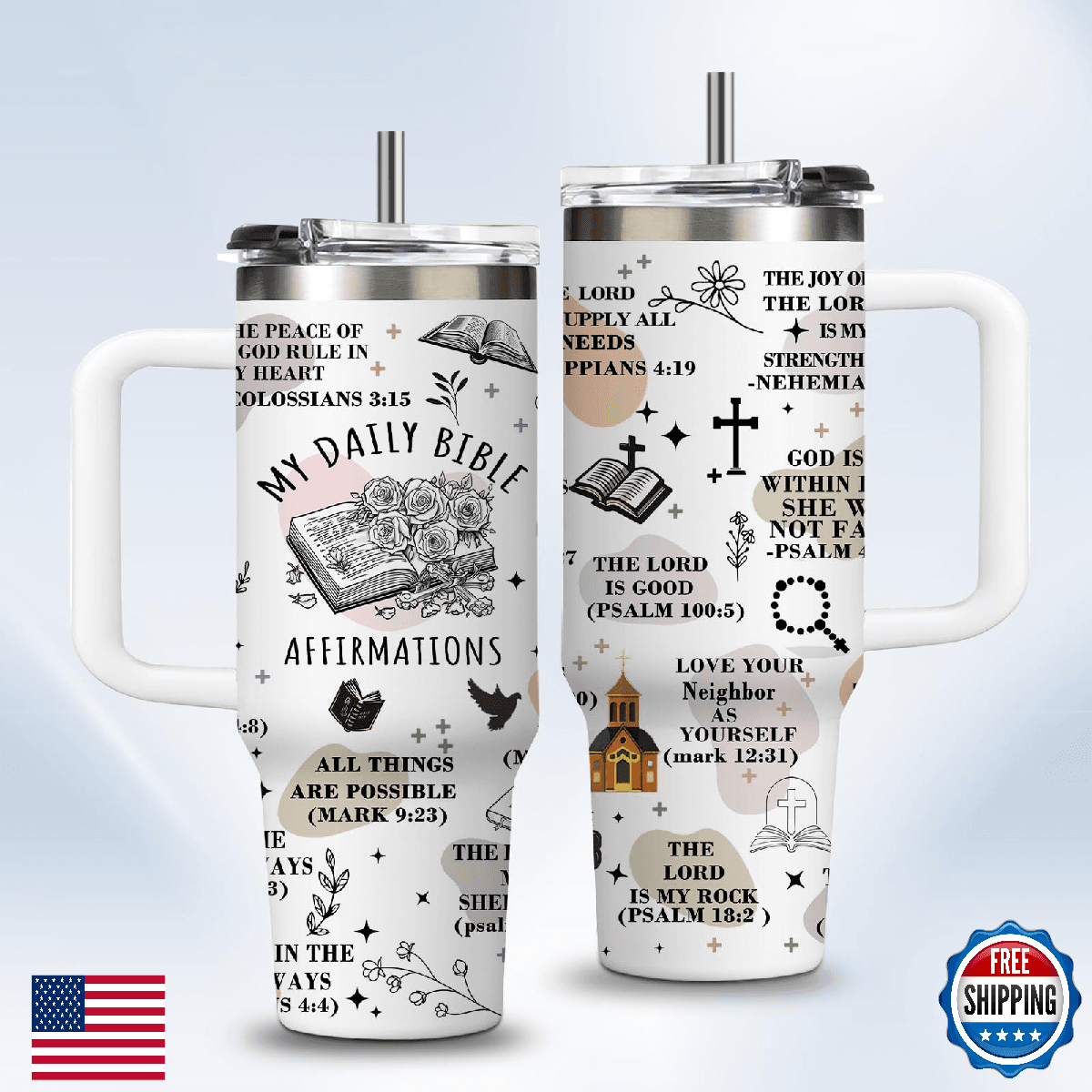 HYMONA My Daily Bible Affirmations Tumbler 30oz, Christian Tumbler for Women wit - Image 1