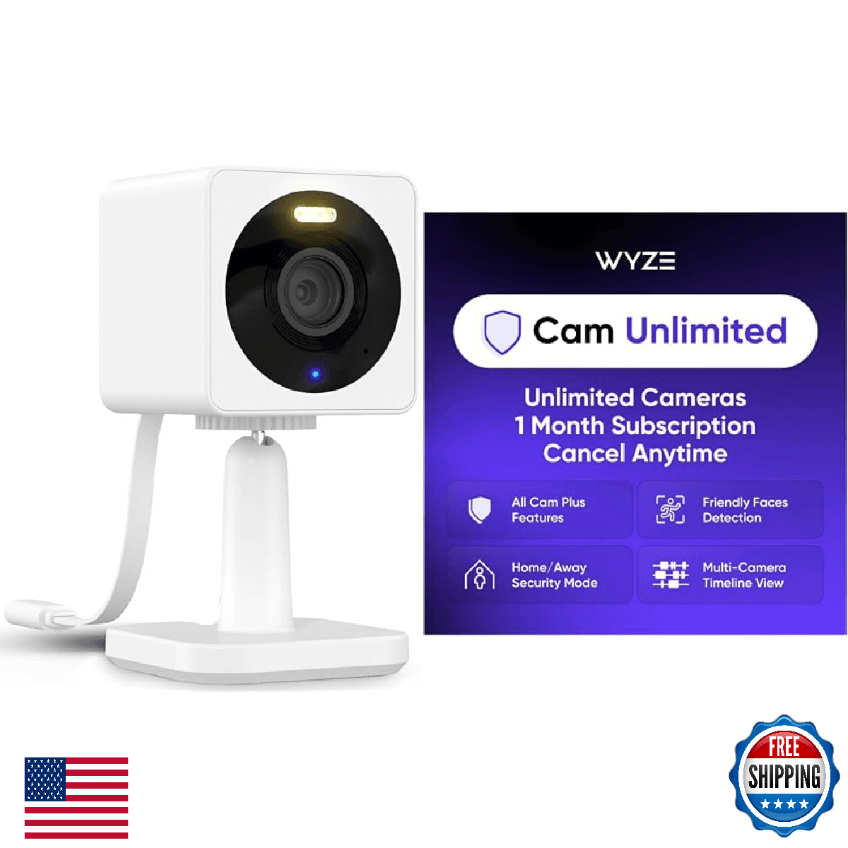 WYZE OG White 2-pack with Wyze Cam Unlimited Monthly, covers Unlimited Wyze came - Image 1