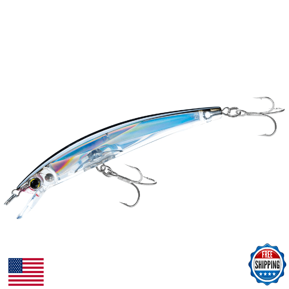 Yo-Zuri Crystal 3D Minnow Magnum Lure, Silver Black, 6-1/2" - Image 1