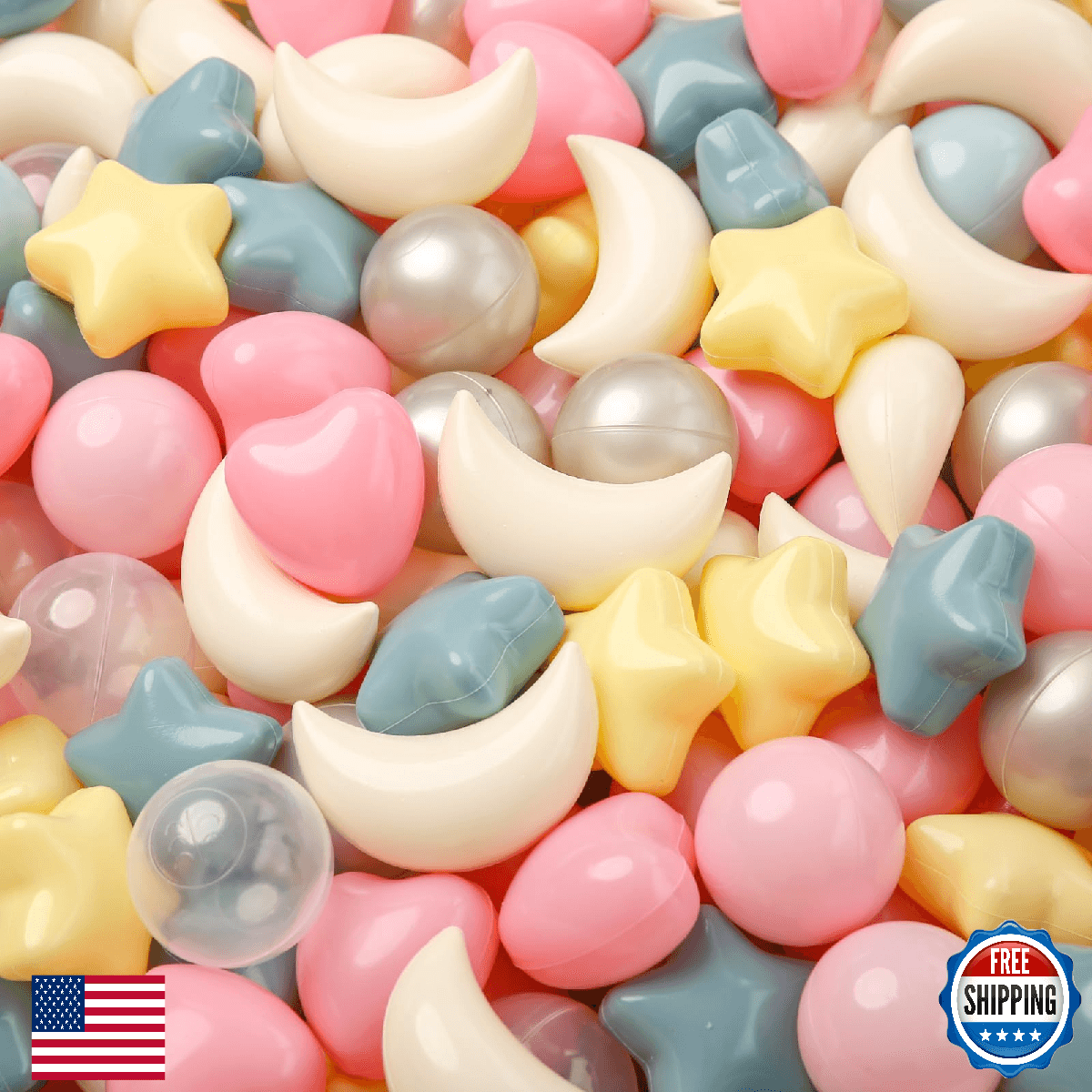 TRENDPLAY Star Ball Pit Balls 200-Piece Set: Vibrant Mix of Shapes - Mix Stars S - Image 1