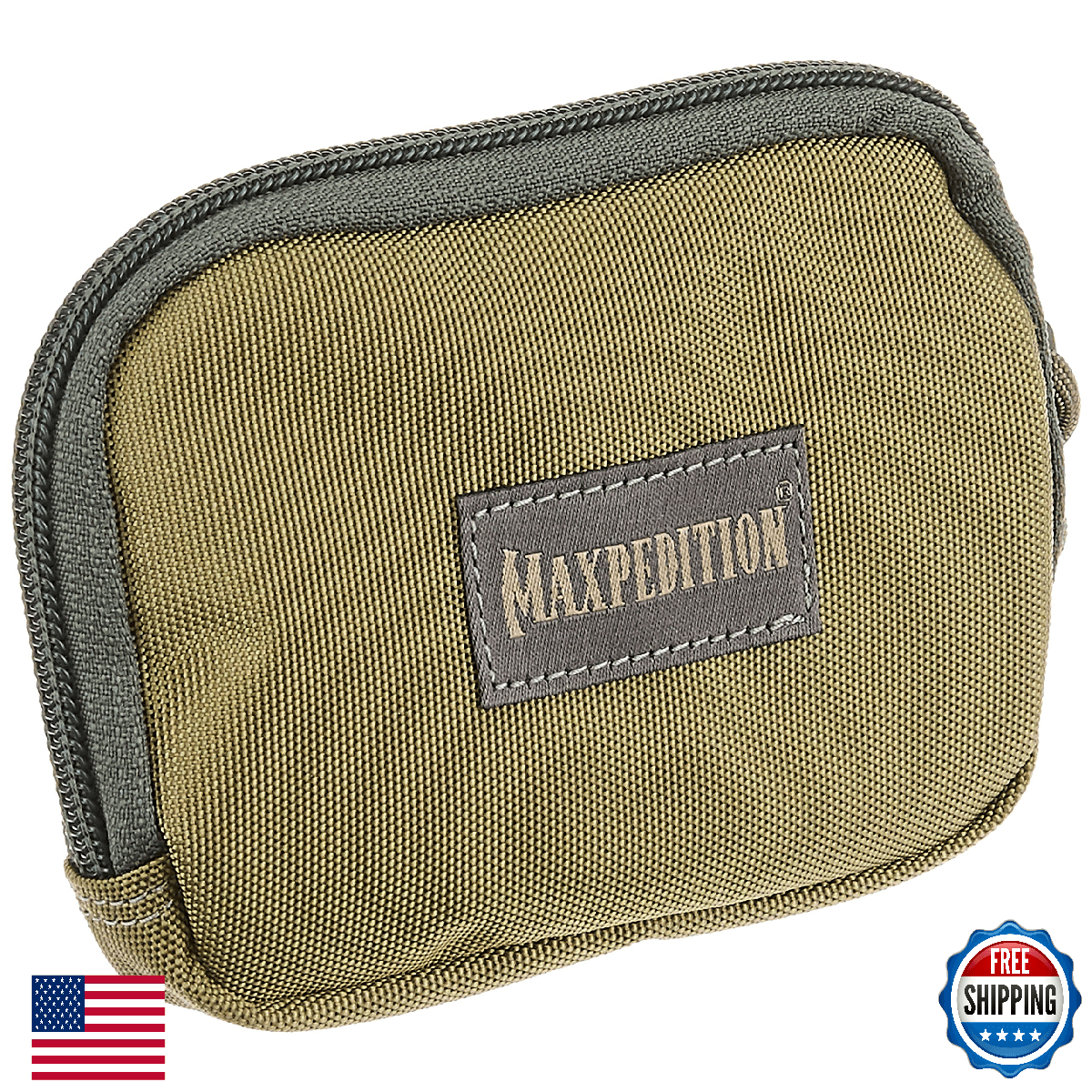 Maxpedition Hook & Loop 3" x 5" Zipper Pocket Khaki Foliage EDC Pouch - Image 1