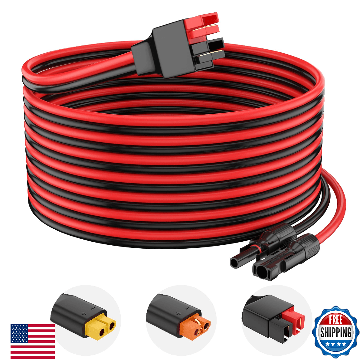 12AWG Solar Connector to Anderson Adapter Extension Cable Solar Panel to Potable - Image 1