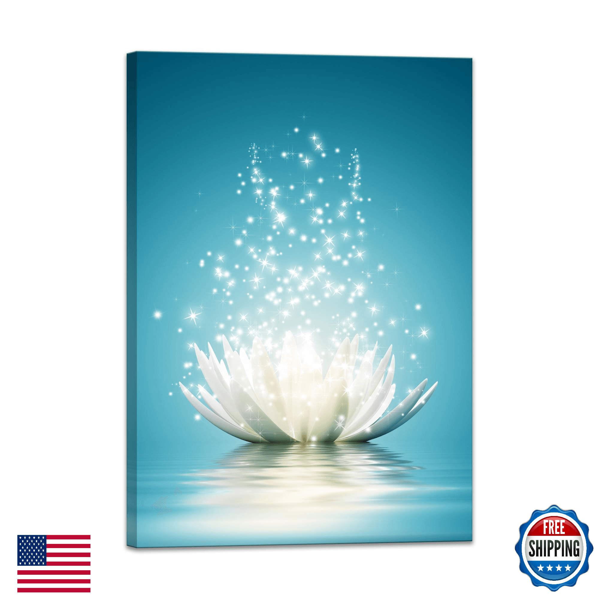 Canvas Wall Art Lotus Flower Pictures Bathroom Decor Zen Painting Spa Print 20x3 - Image 1