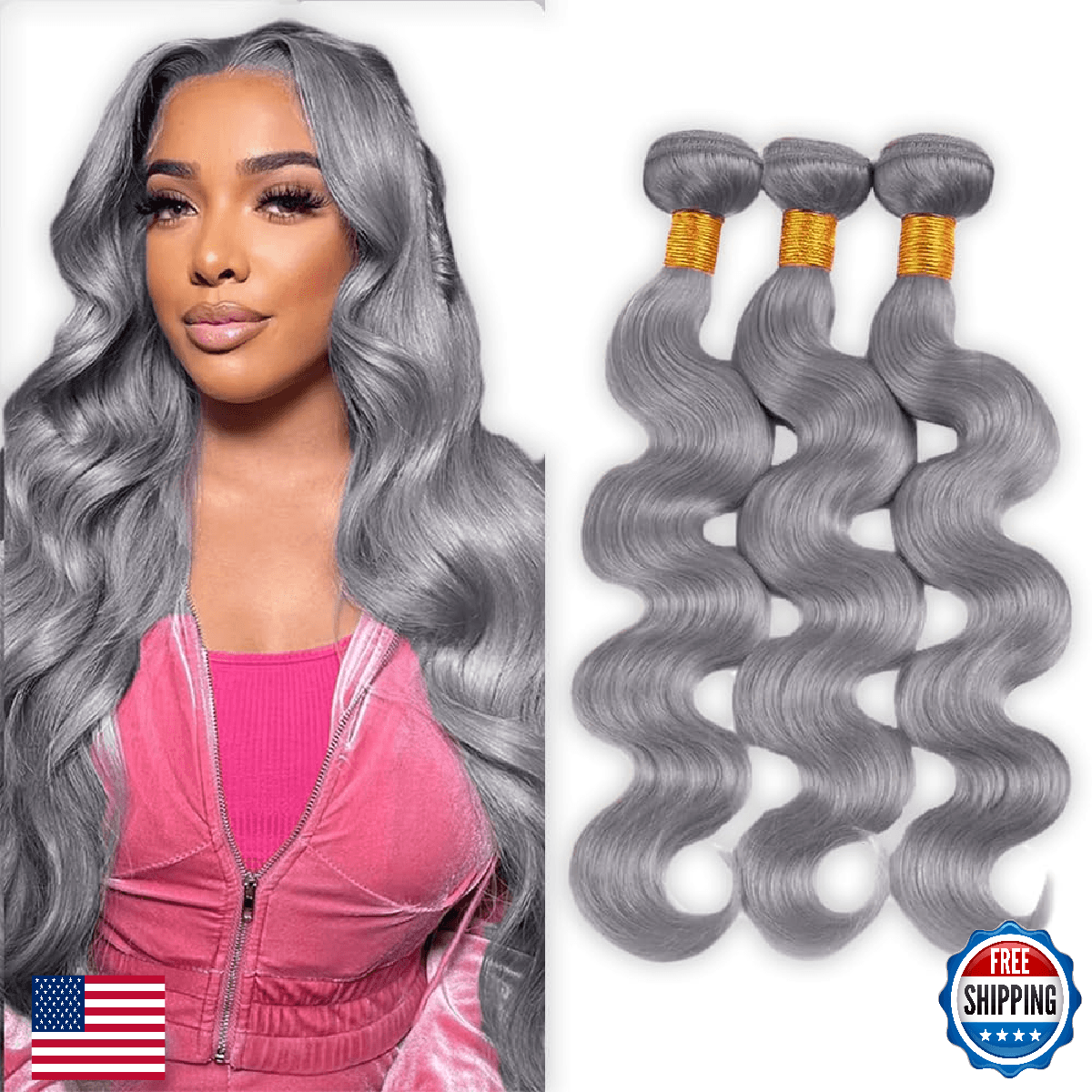 Grey Bundles Human Hair Body Wave Bundles 22 24 26 Inch Gray Body Wave Bundles 3 - Image 1