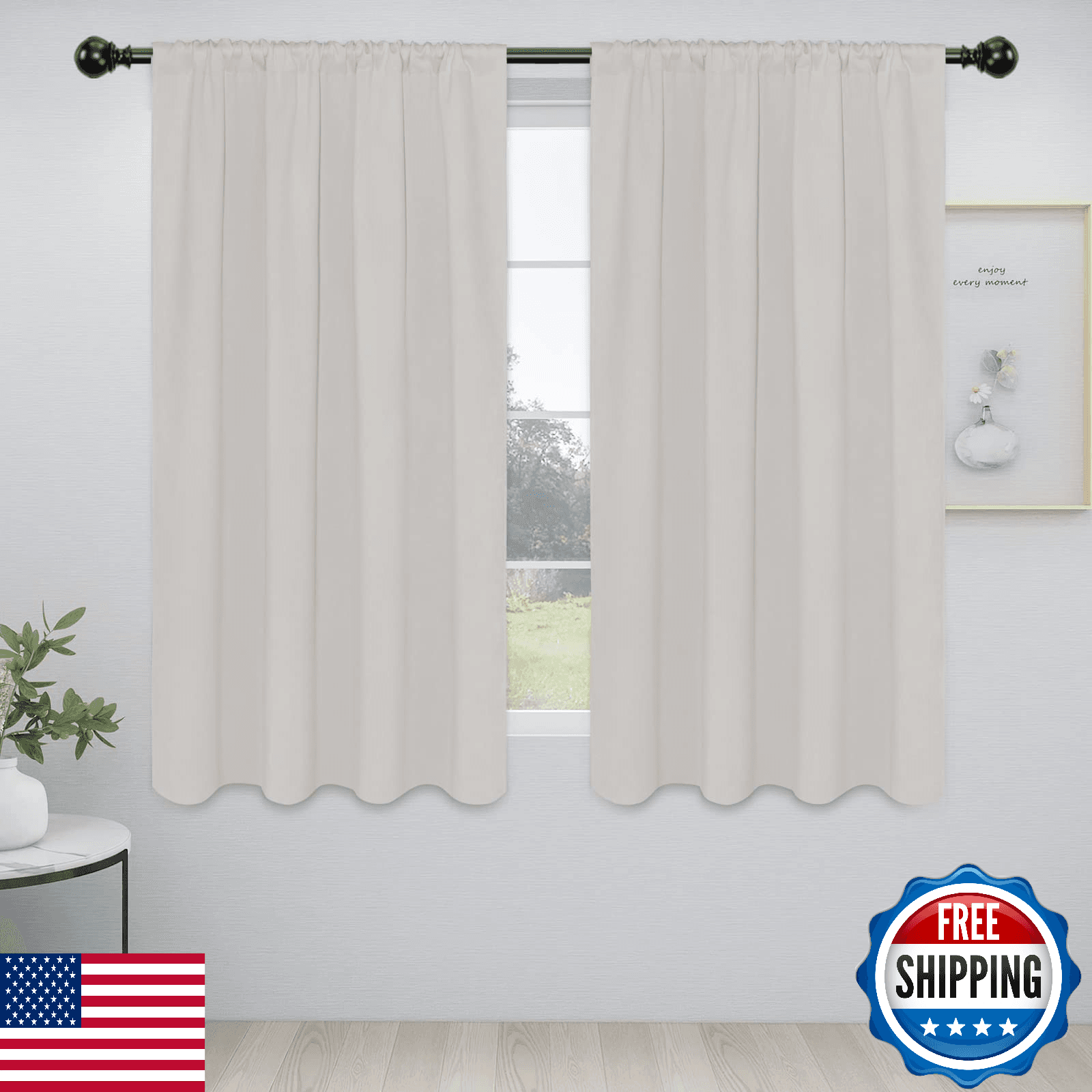 Easy-Going Blackout Curtains Rod Pocket Thermal Insulated Bedroom Living Room - Image 1