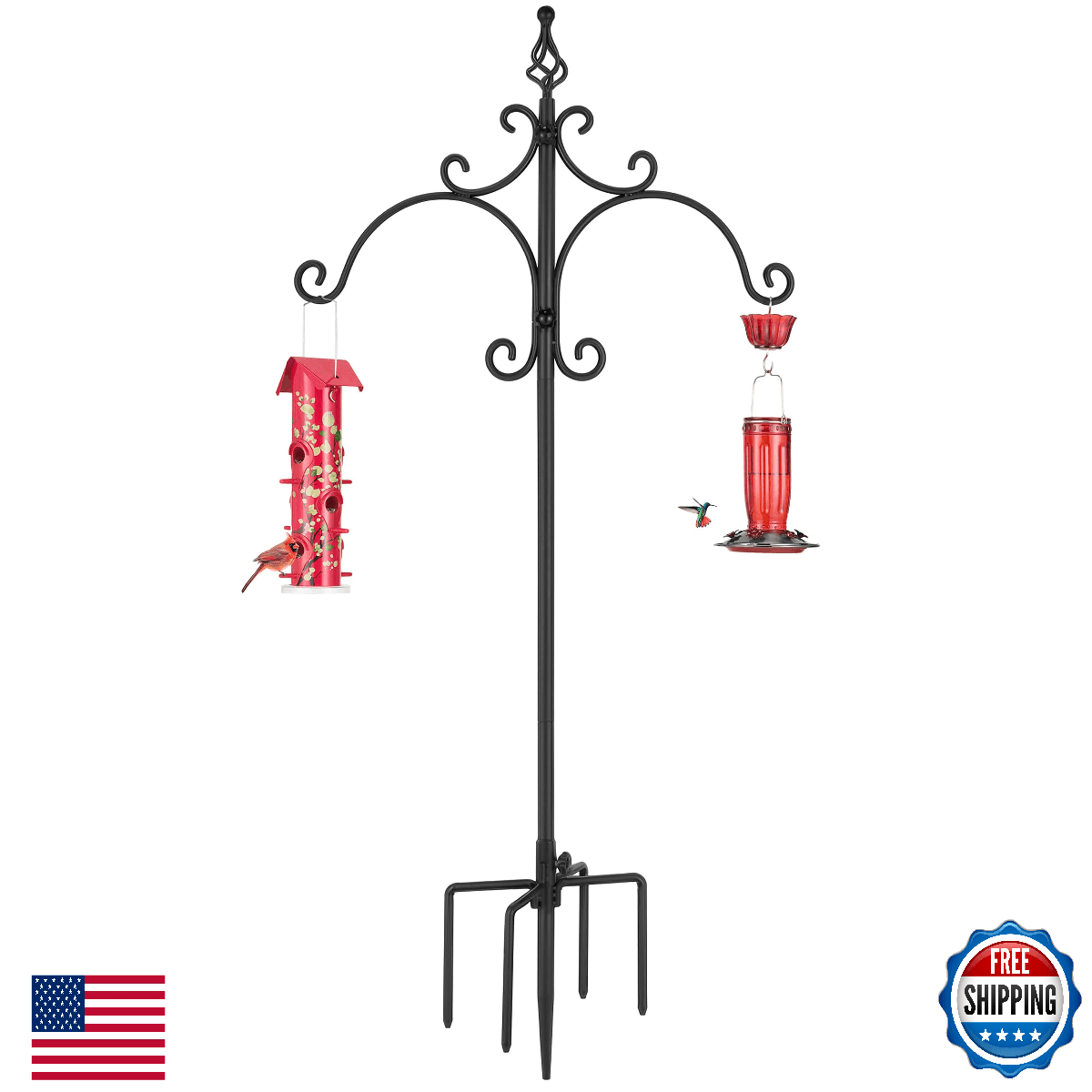 Kingsyard 76" Double Shepherd Hooks Heavy Duty for Bird Feeder, Flower Pot, Lant - Image 1