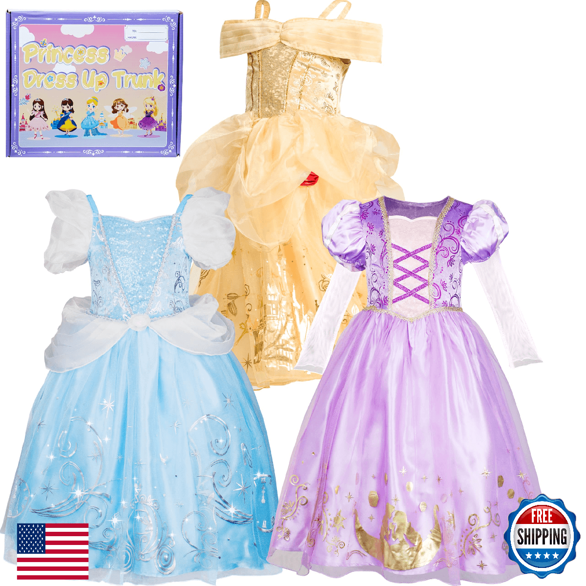 IKALI Princess Dress Up Trunk for Toddler Girls, Christmas Party Birthday Gift f - Image 1