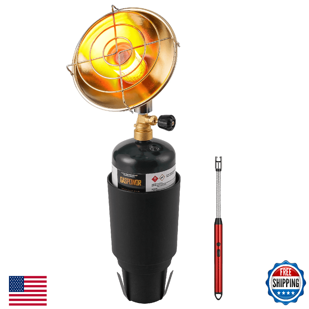 Propane Golf Cart Heater 6200BTU, Outdoor Propane Heater with Golf Cart Cup Hold - Image 1