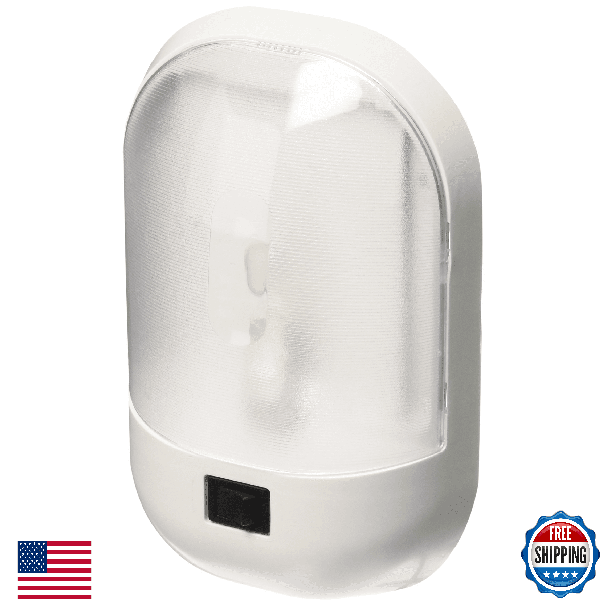 Fasteners Unlimited 001-901XPB White Interior Single Dome Light w/ Rocker Switch - Image 1