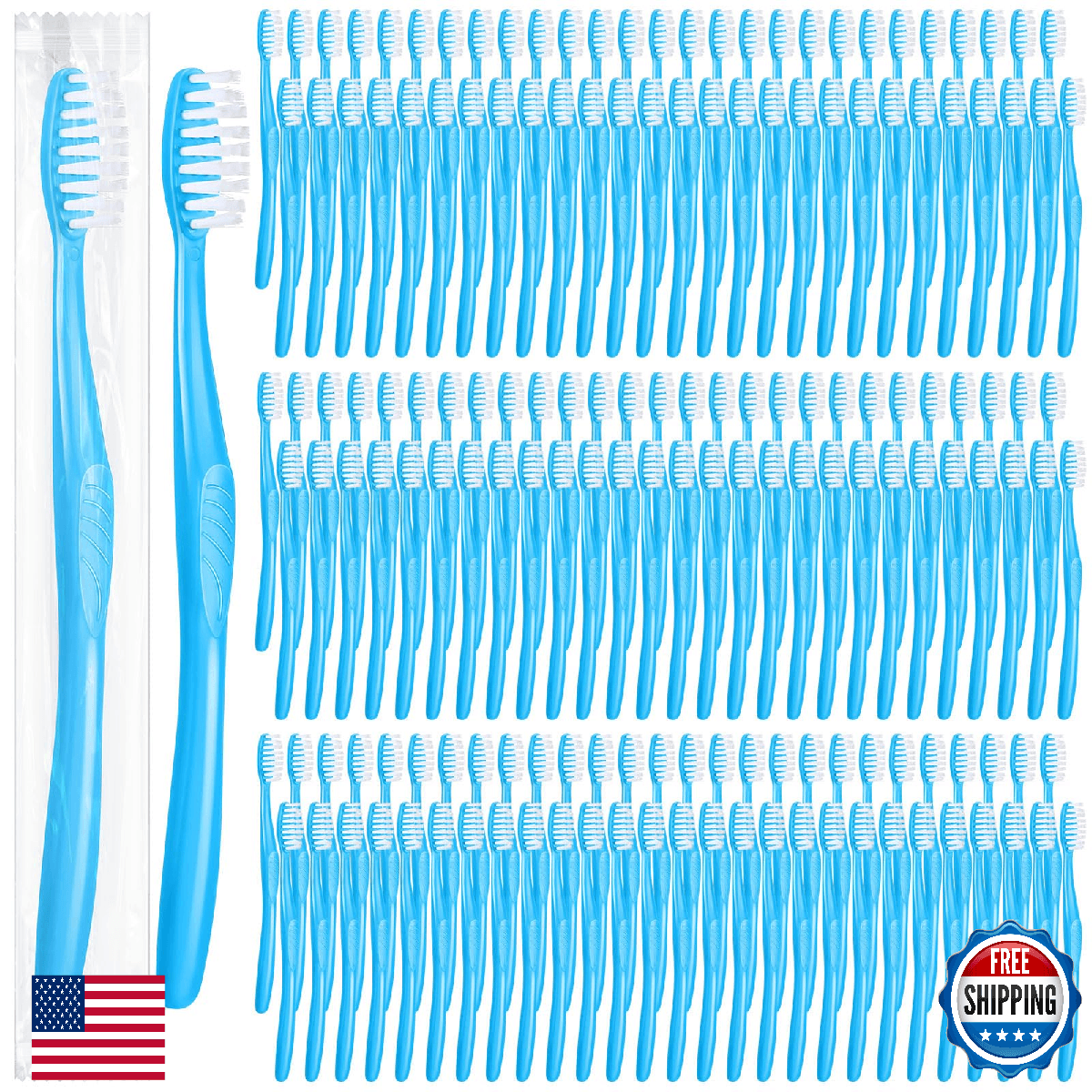 Tessco 1000 Pcs Disposable Travel Toothbrushes Individually Wrapped Soft Bristle - Image 1