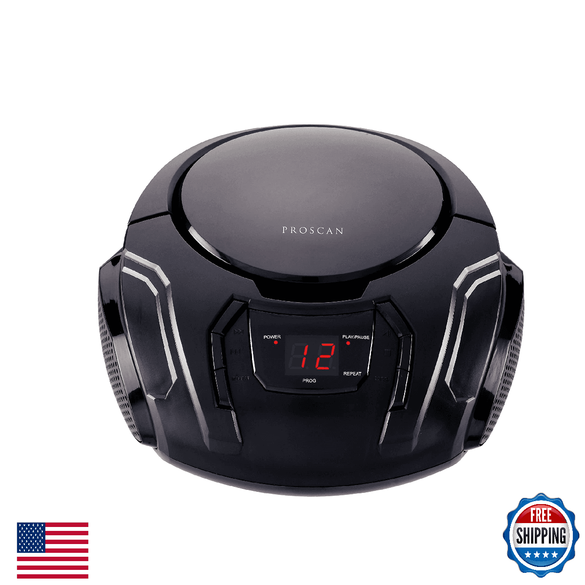 PROSCAN Elite Portable CD Boombox AM/FM Radio Black AC/DC - Image 1
