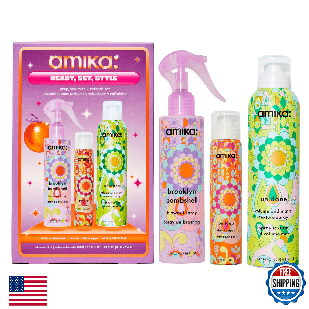 Amika Ready Set Style Prep Volumize Refresh Set - Image 1