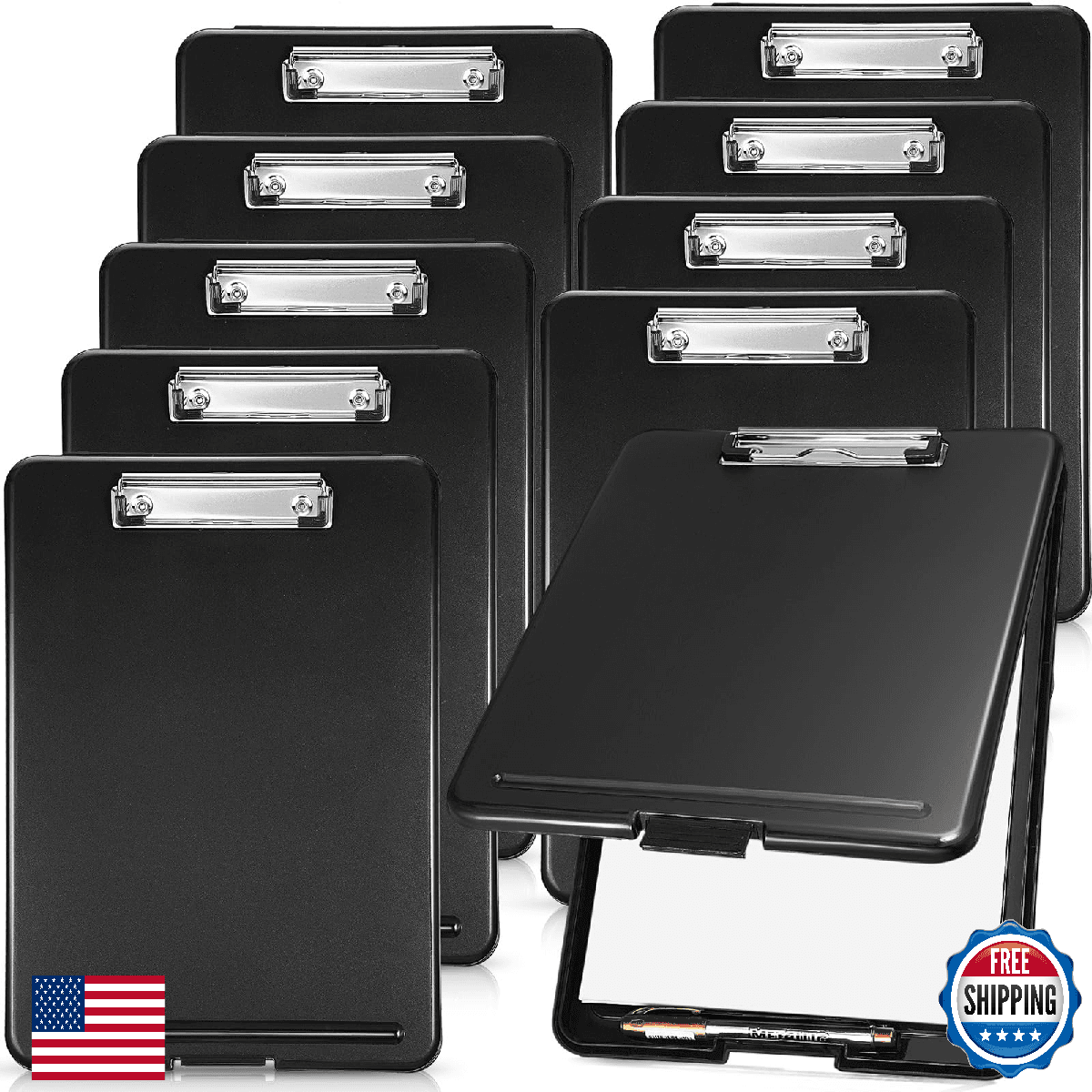 Mimorou 10x 9.5x13.5 Heavy Duty Foldable Plastic Storage Clipboards Pen Holder - Image 1