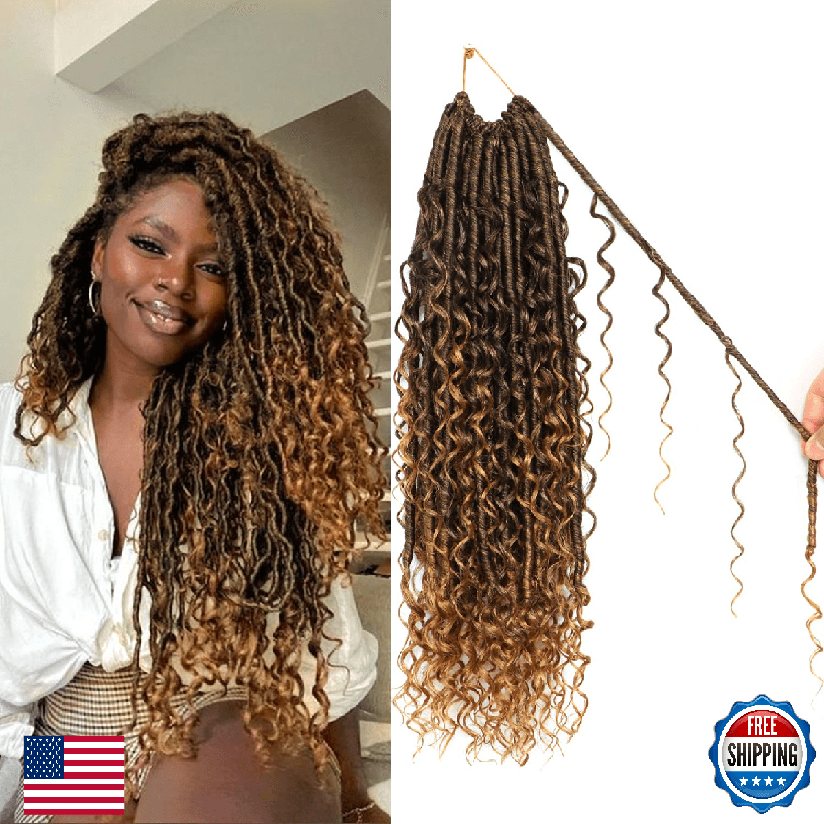 8 Packs Goddess Faux Locs Crochet Hair-18 Inch Boho Soft Locs Crochet Hair for B - Image 1