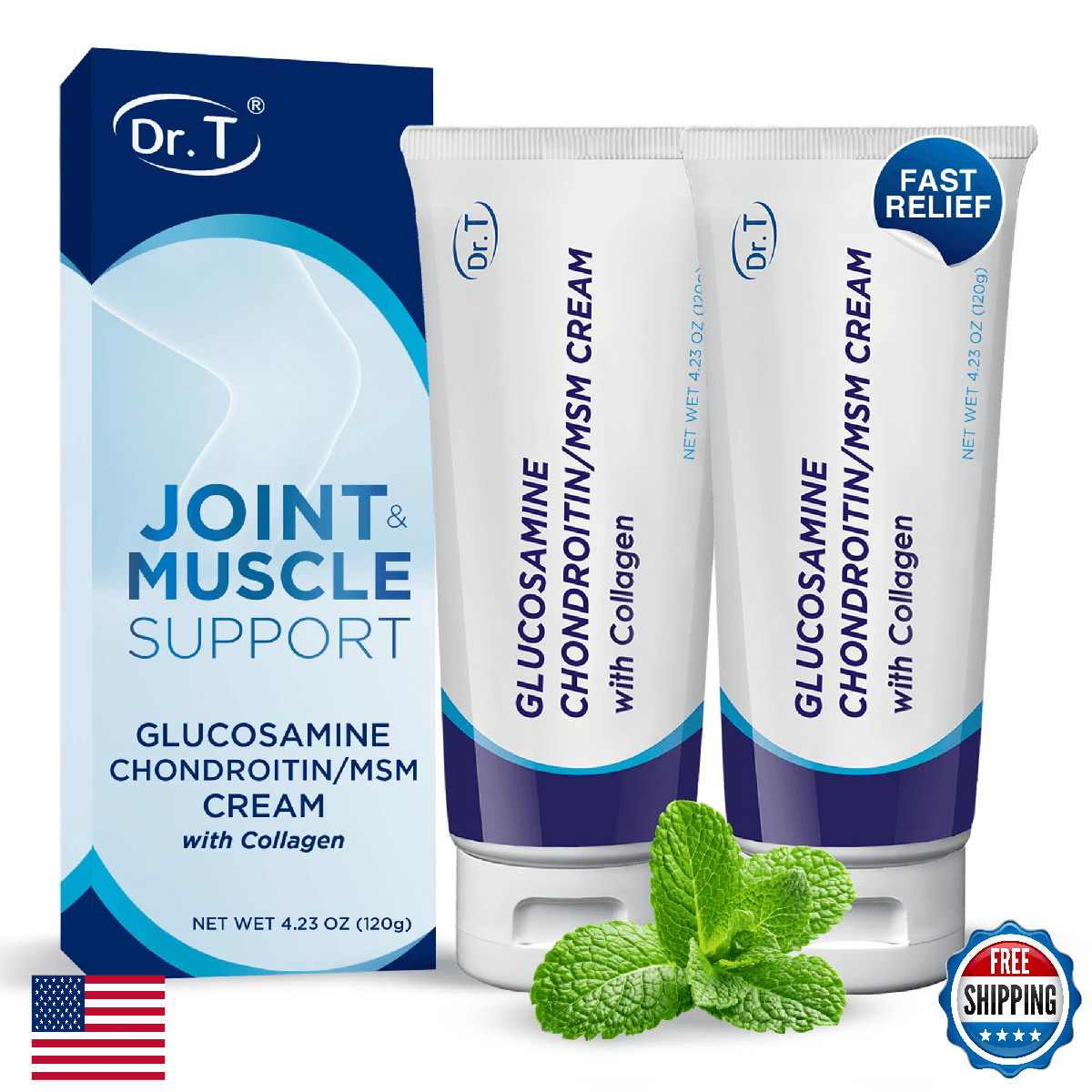 Dr. T Glucosamine Chondroitin Cream - Premium Formula with MSM and Collagen for - Image 1