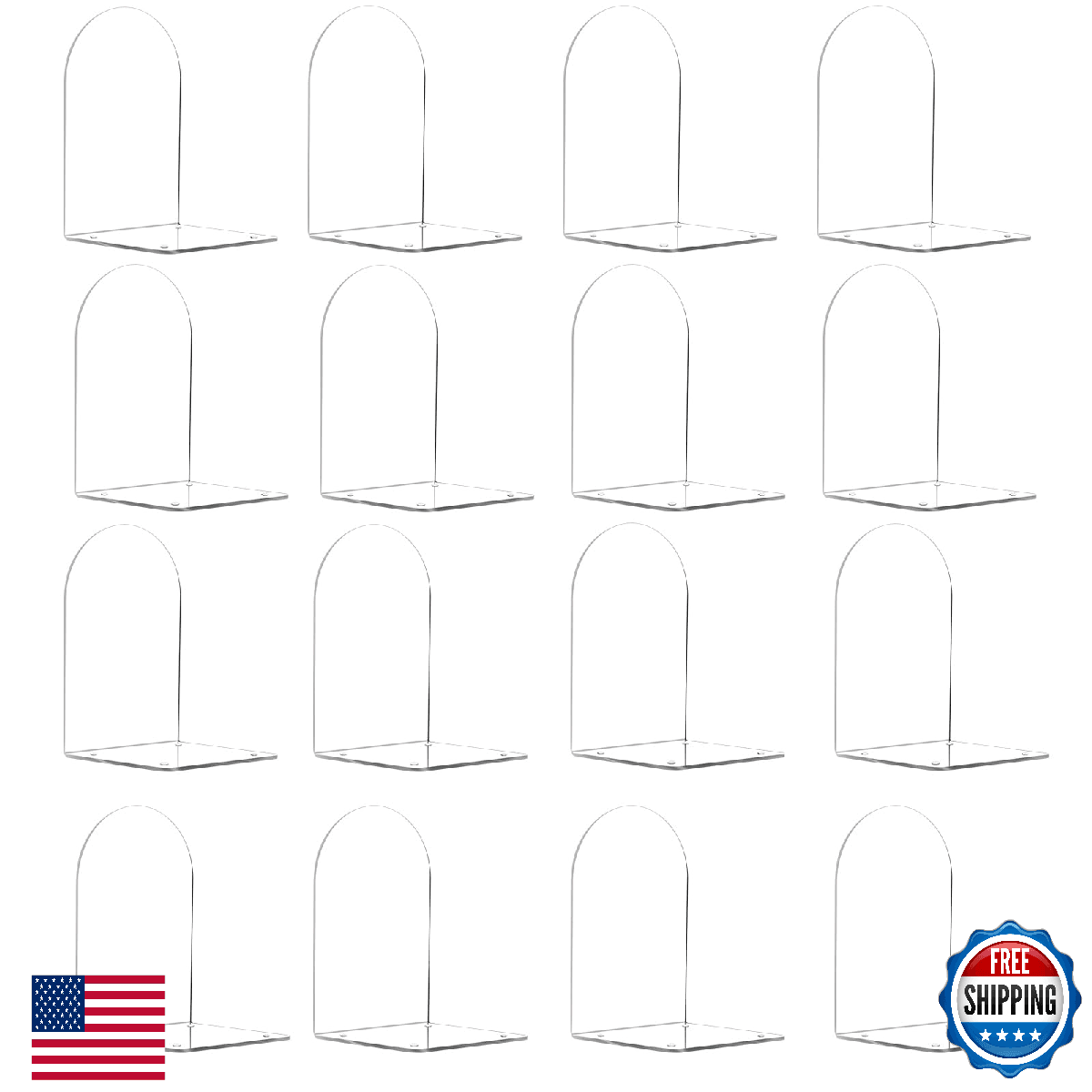 Adwikoso Book Ends for Shelves Clear Acrylic Bookends for Heavy Books Organizer - Image 1