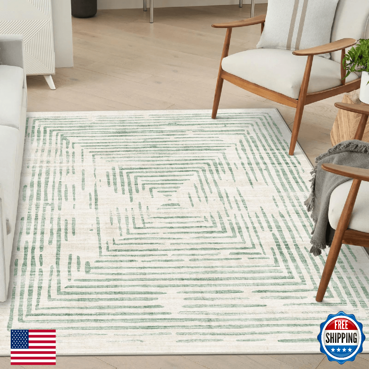 BLISSA 4x6 Washable Area Rug - Soft Modern Throw Rugs for Living Room Non-Slip U - Image 1