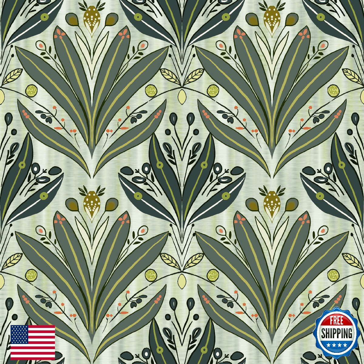 Green Leaf Wallpaper Peel and Stick Wallpaper 17.3"x393" Modern Botanical Contac - Image 1