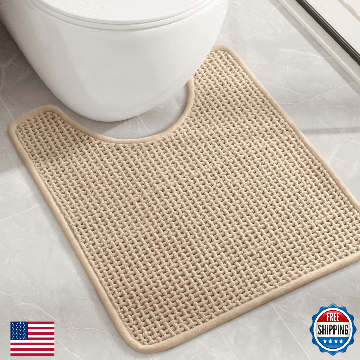 Color&Geometry Chenille Toilet Rugs U Shaped Washable, Absorbent, Stain Resistan - Image 1