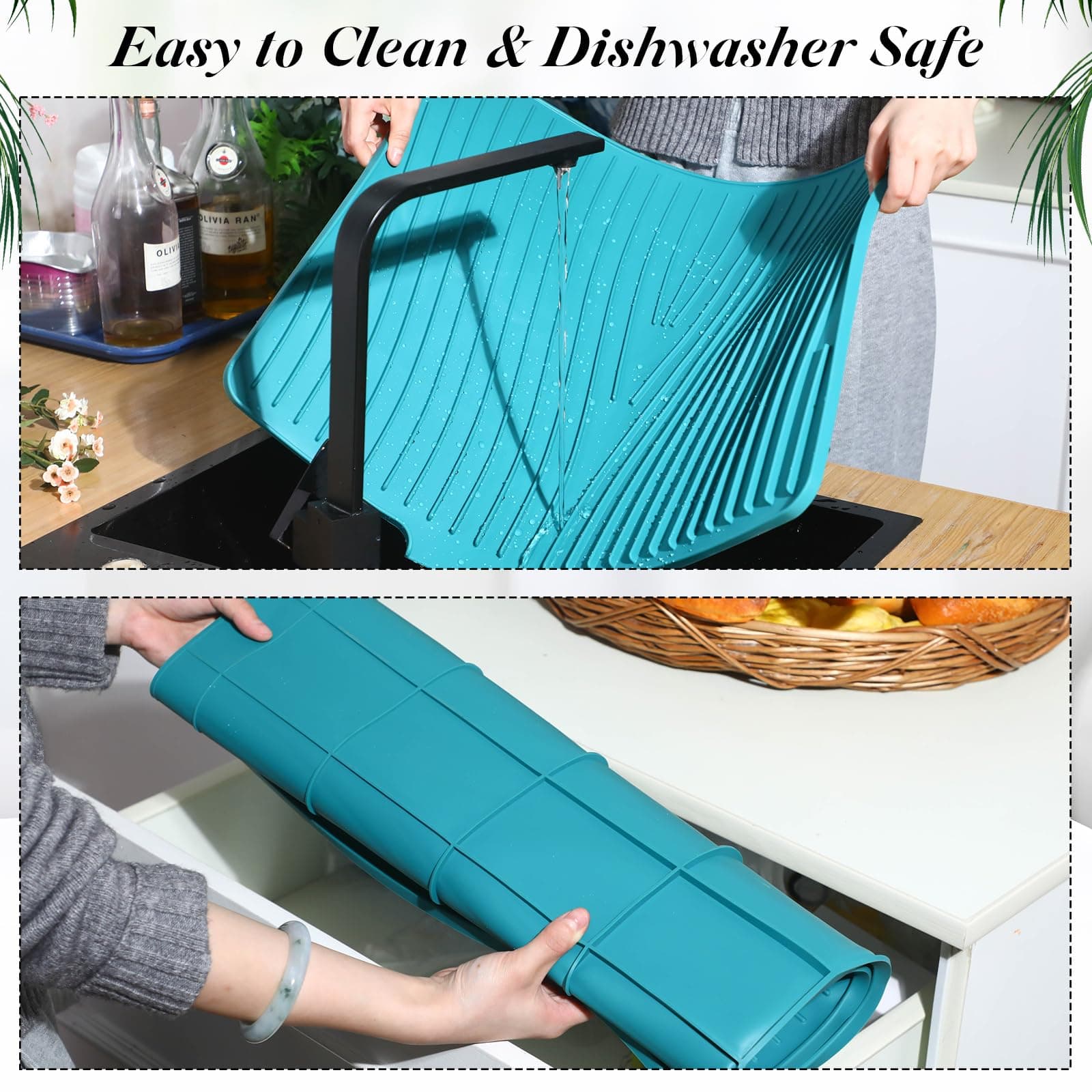 Teenyyou Extra Large Silicone Dish Drying Mat For Kitchen Counter Drying Pad 23. - Thumbnail 6