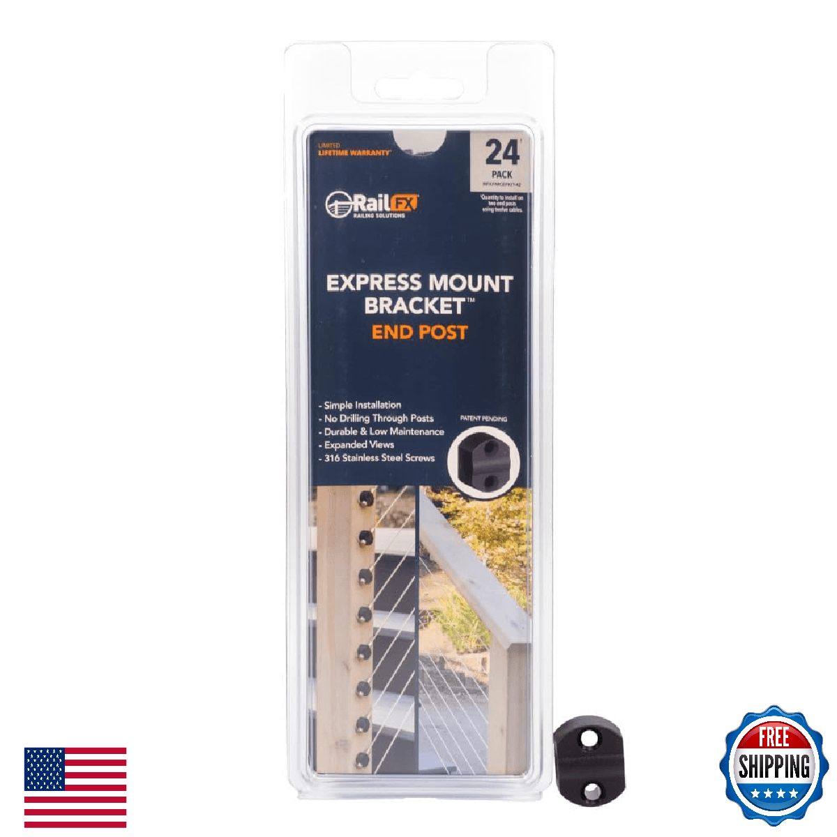 RailFX RFXFMCEFKIT-42, Express Mount EndPost Bracket, 24 Pack, DIY Friendly Cabl - Image 1