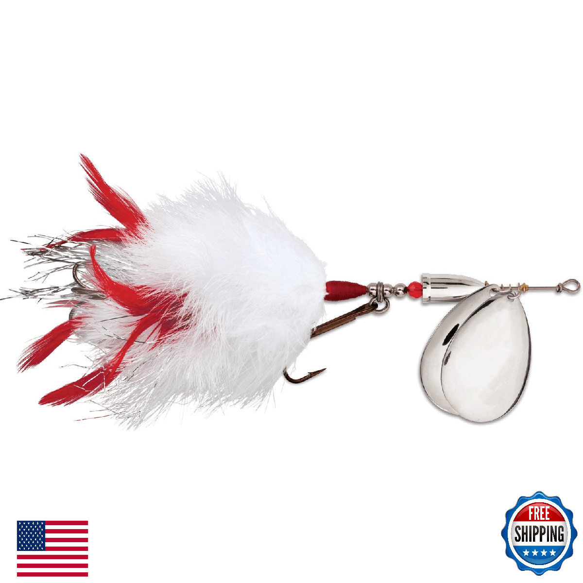 Blue Fox Vibrax Super Bou Twin 10 Fishing Lure White Red - Image 1